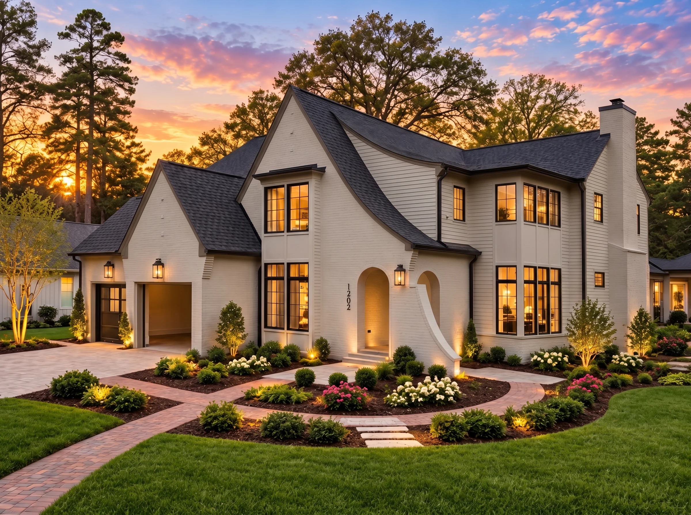 Plan  20-1450 – Murphy Lodge |  French Country – 4-Bed, 4.5-Bath, 3,590 SF - Mushroom Taupe, AI-generated exterior concept