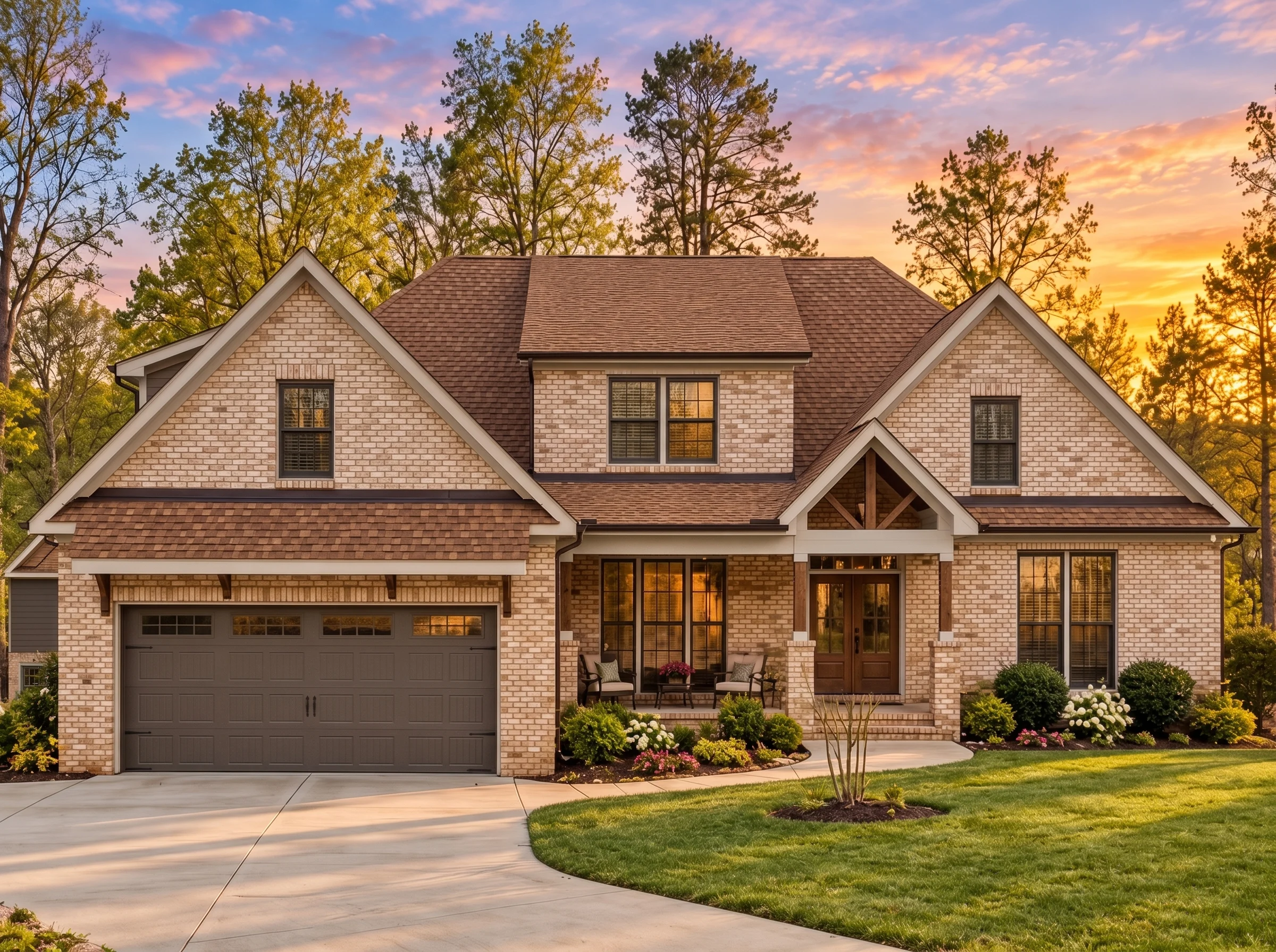 Plan  19-1234 – Parker Lodge |  Traditional Craftsman – 4-Bed, 4-Bath, 3,450 SF - Warm Charcoal, AI-generated exterior concept
