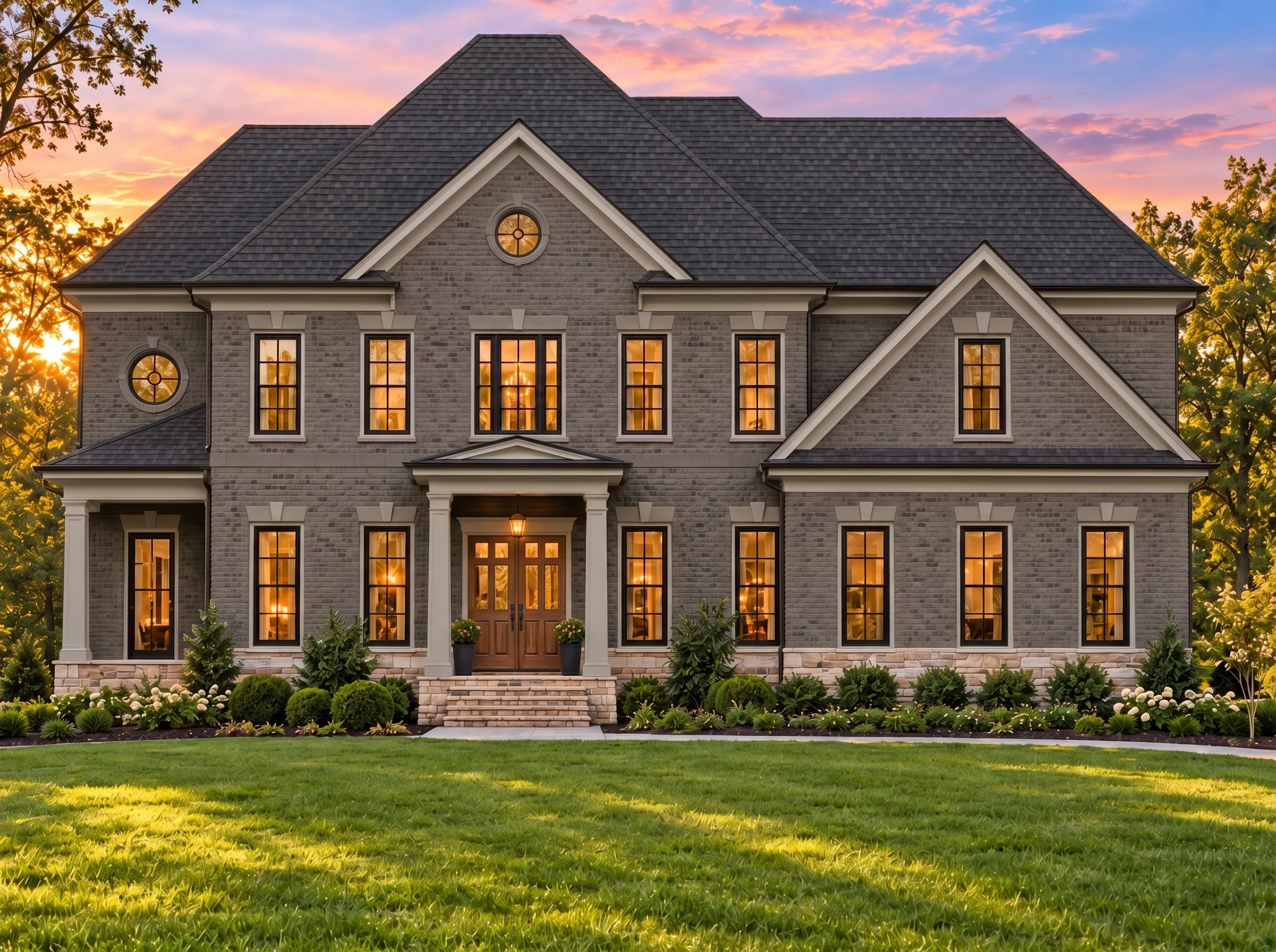 Plan  9-1326 – Acadian Retreat |  Traditional Colonial – 4-Bed, 3.5-Bath, 3,490 SF - Warm Charcoal, AI-generated exterior concept