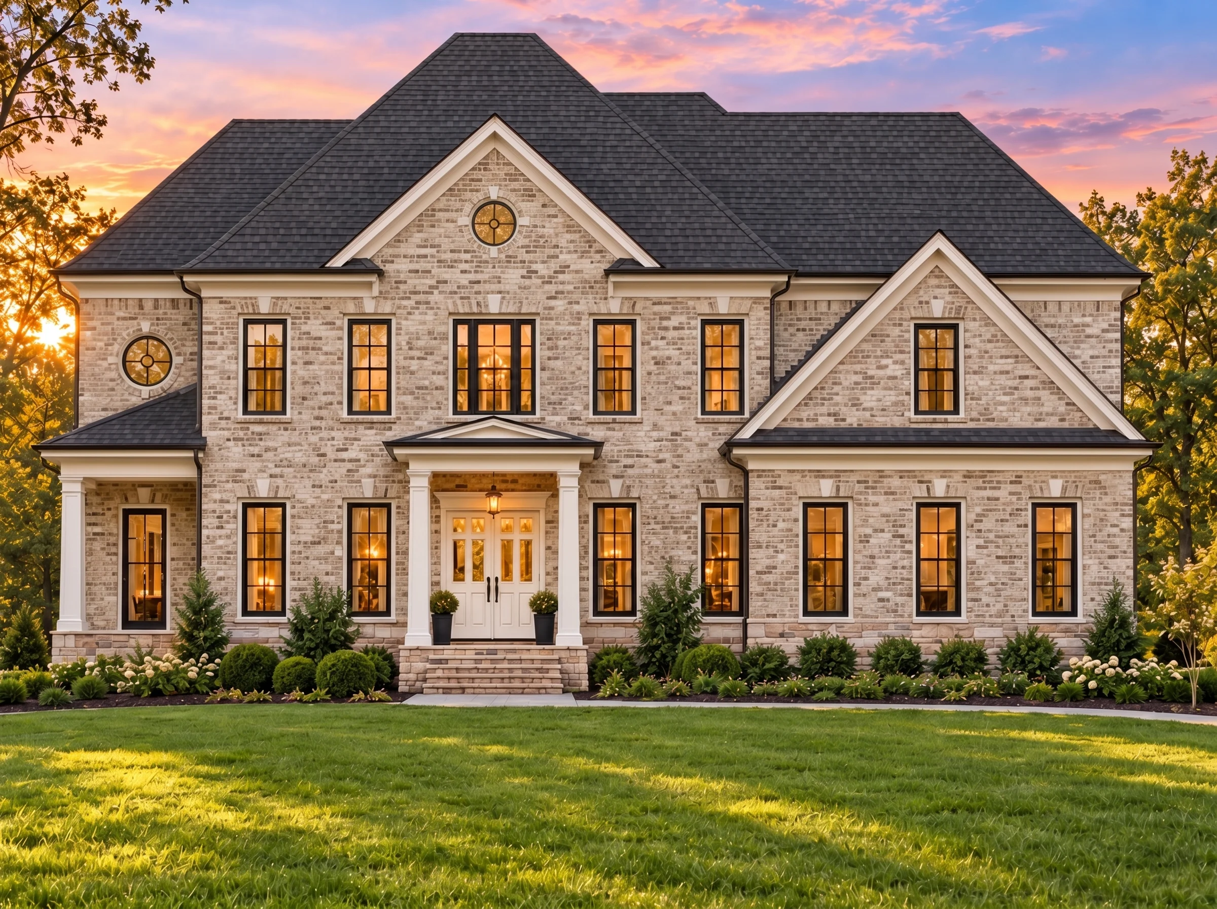 Plan  9-1326 – Acadian Retreat |  Traditional Colonial – 4-Bed, 3.5-Bath, 3,490 SF - Natural Brick, AI-generated exterior concept