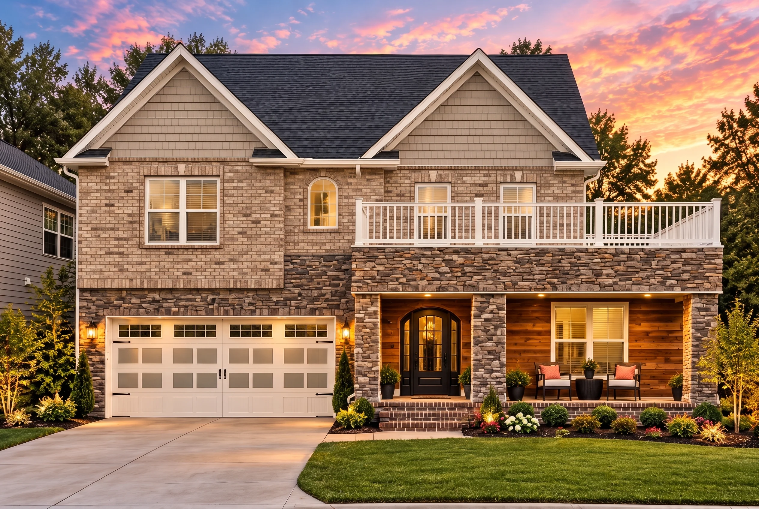 Plan  18-1521 – The Davis Haven |  New American – 4-Bed, 3.5-Bath, 3,082 SF - Natural Brick, AI-generated exterior concept