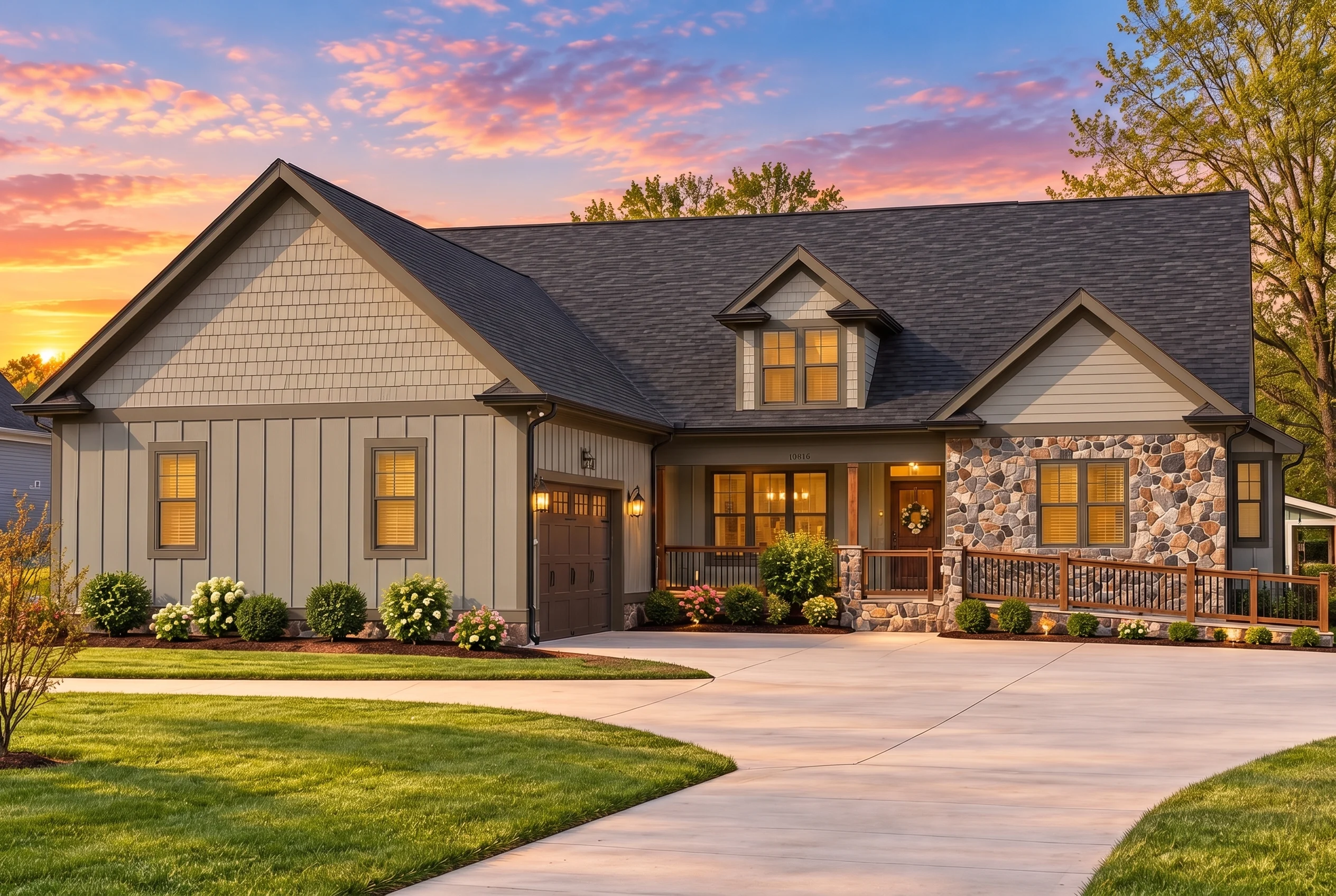 Plan  18-1483 – Williams Place |  Cape Cod – 6-Bed, 4-Bath, 3,512 SF - Mushroom Taupe, AI-generated exterior concept
