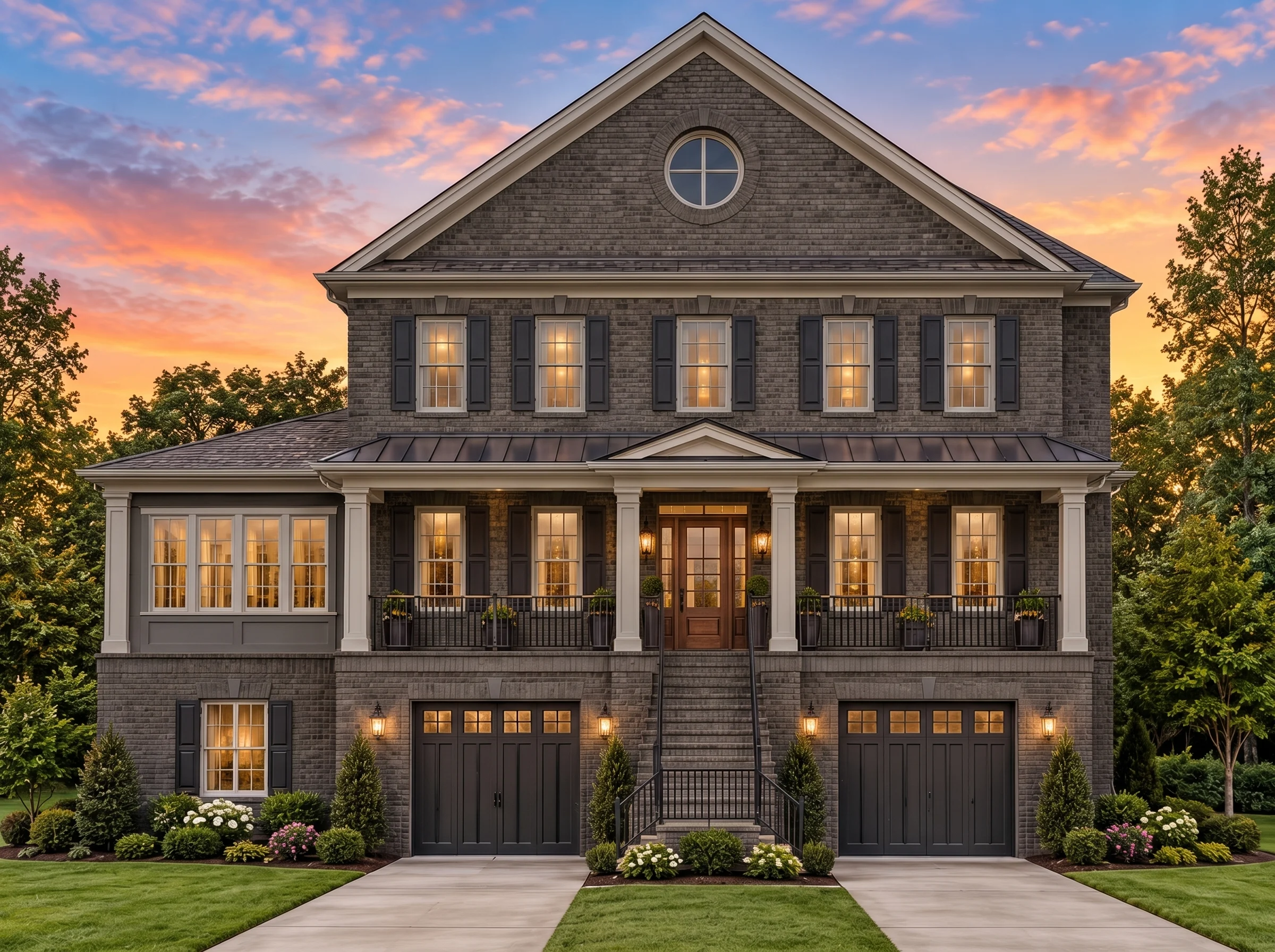 Plan  15-1662 – The Smithfield Manor  | Traditional Colonial – 4-Bed, 4.5-Bath, 4,525 SF - Warm Charcoal, AI-generated exterior concept