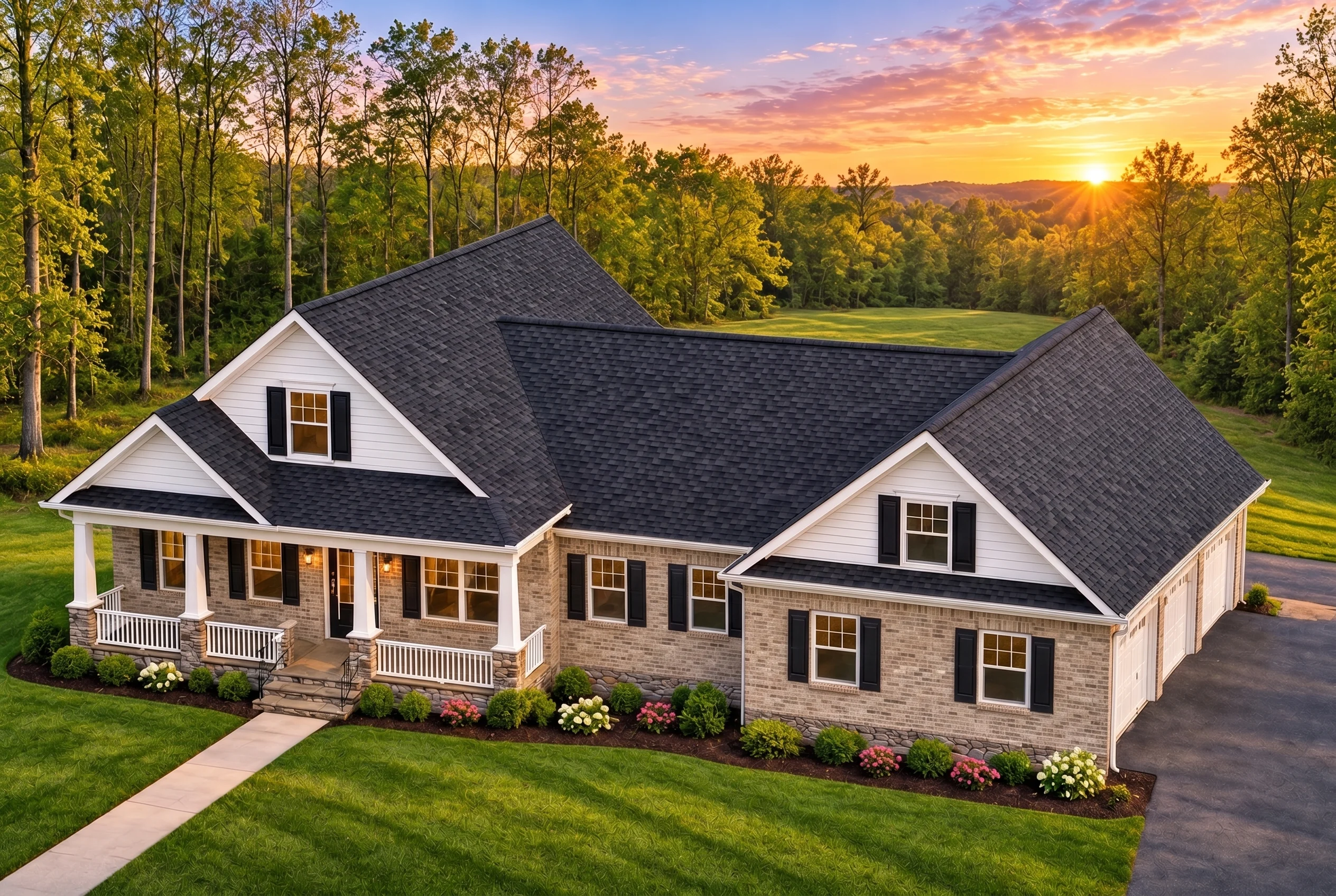 Plan  14-1665 – Magnolia Meadow Farm  | Craftsman Ranch – 3-Bed, 3-Bath, 3,838 SF - Natural Brick, AI-generated exterior concept