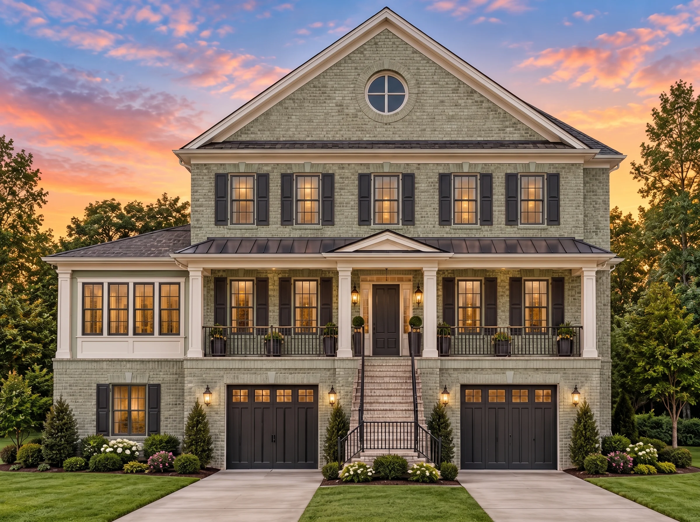 Plan  15-1662 – The Smithfield Manor  | Traditional Colonial – 4-Bed, 4.5-Bath, 4,525 SF - Muted Sage, AI-generated exterior concept