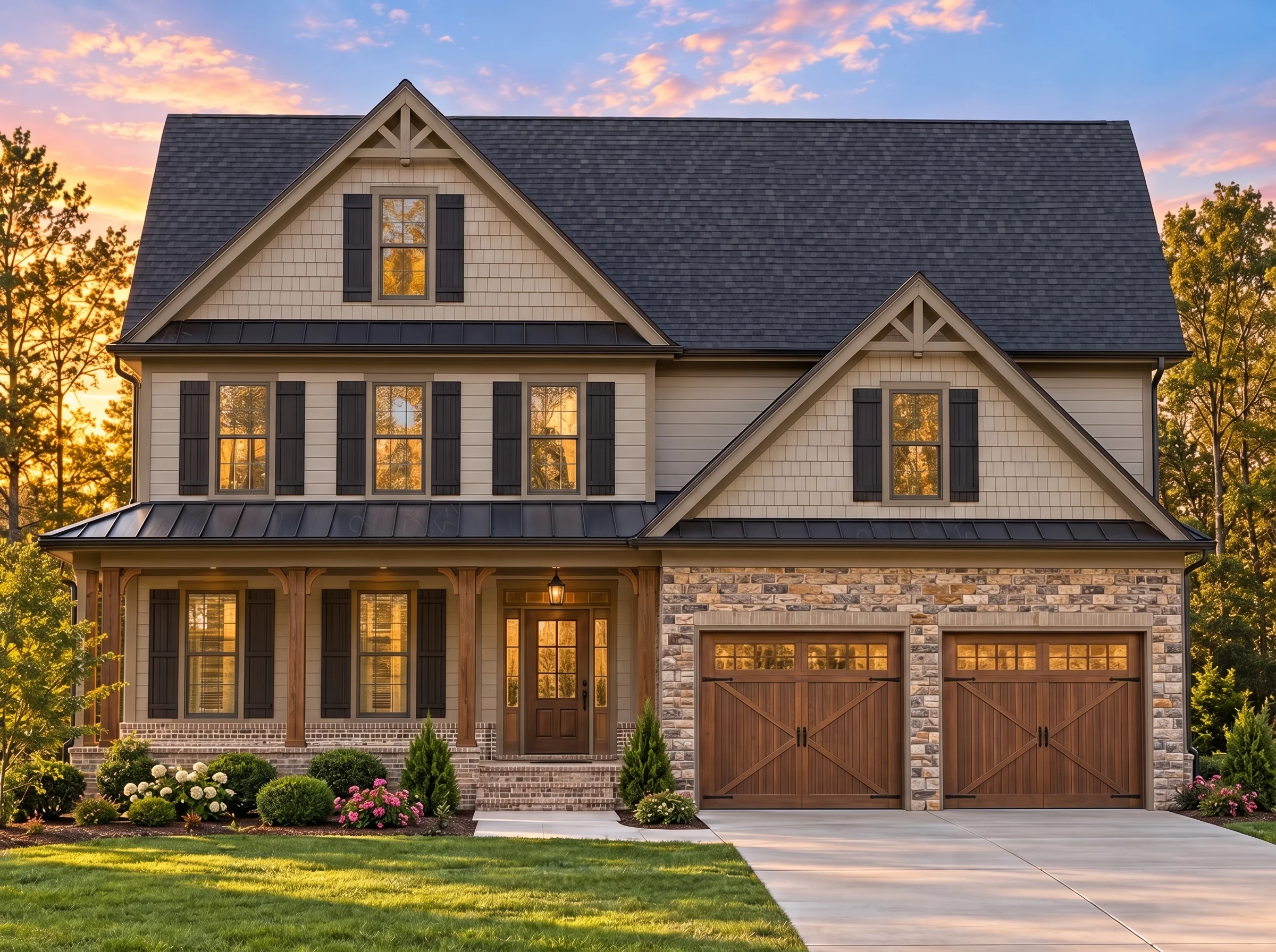 Plan  10-1561 – St. John | New  American – 5-Bed, 4.5-Bath, 3,321 SF - Mushroom Taupe, AI-generated exterior concept