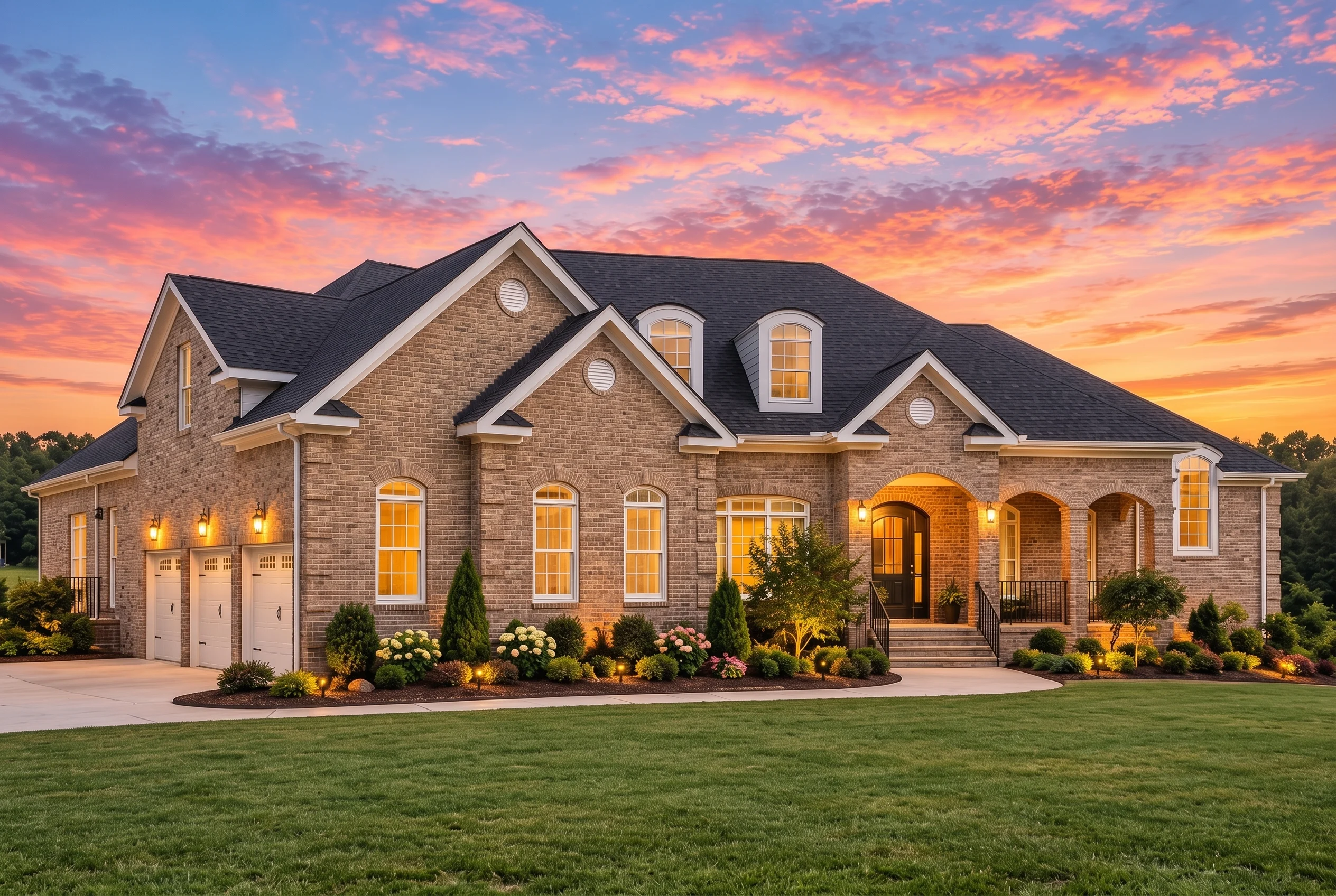 Plan  8-1858 – The Jones Estate |  Georgian Colonial – 4-Bed, 3.5-Bath, 3,654 SF - Natural Brick, AI-generated exterior concept