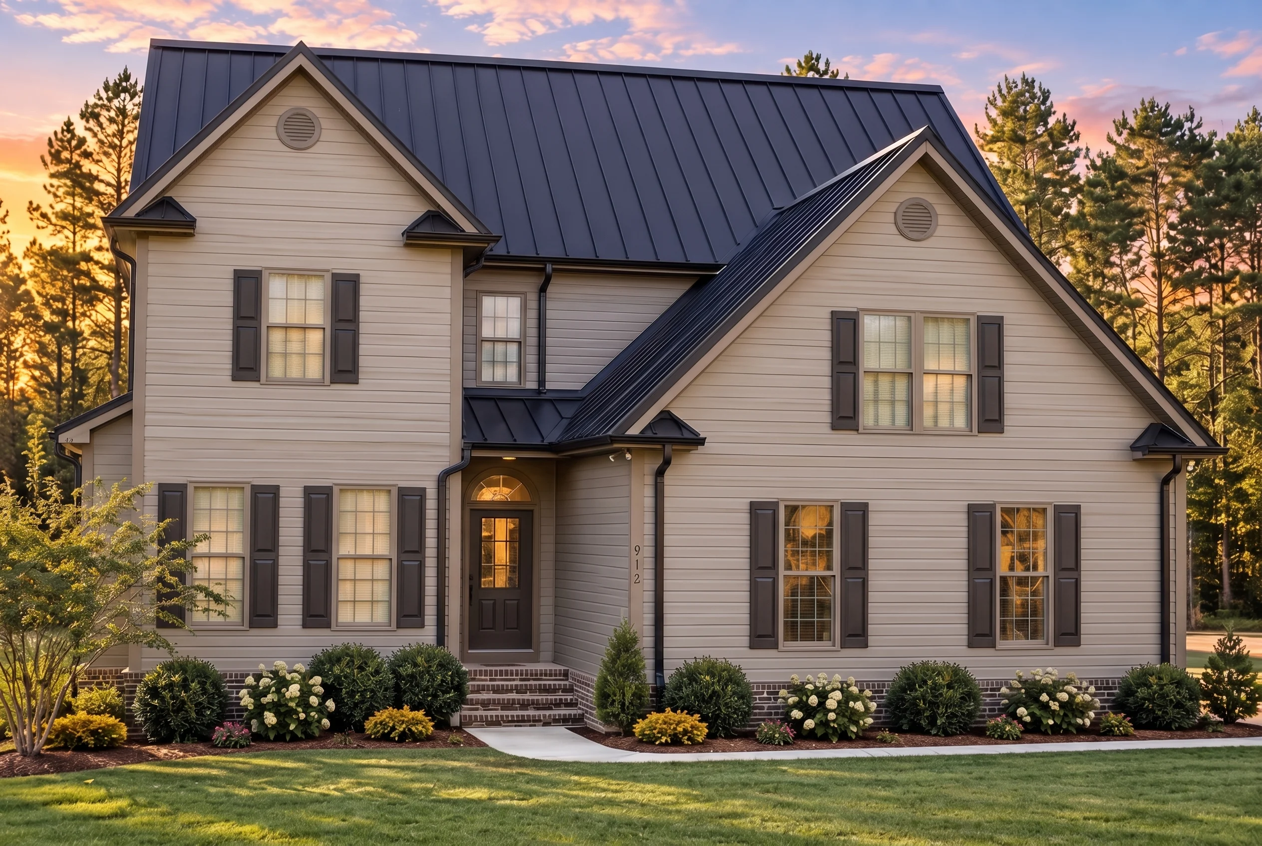 Plan  8-1840 – Williams Ridge |  Traditional Colonial – 3-Bed, 2.5-Bath, 2,131 SF - Mushroom Taupe, AI-generated exterior concept