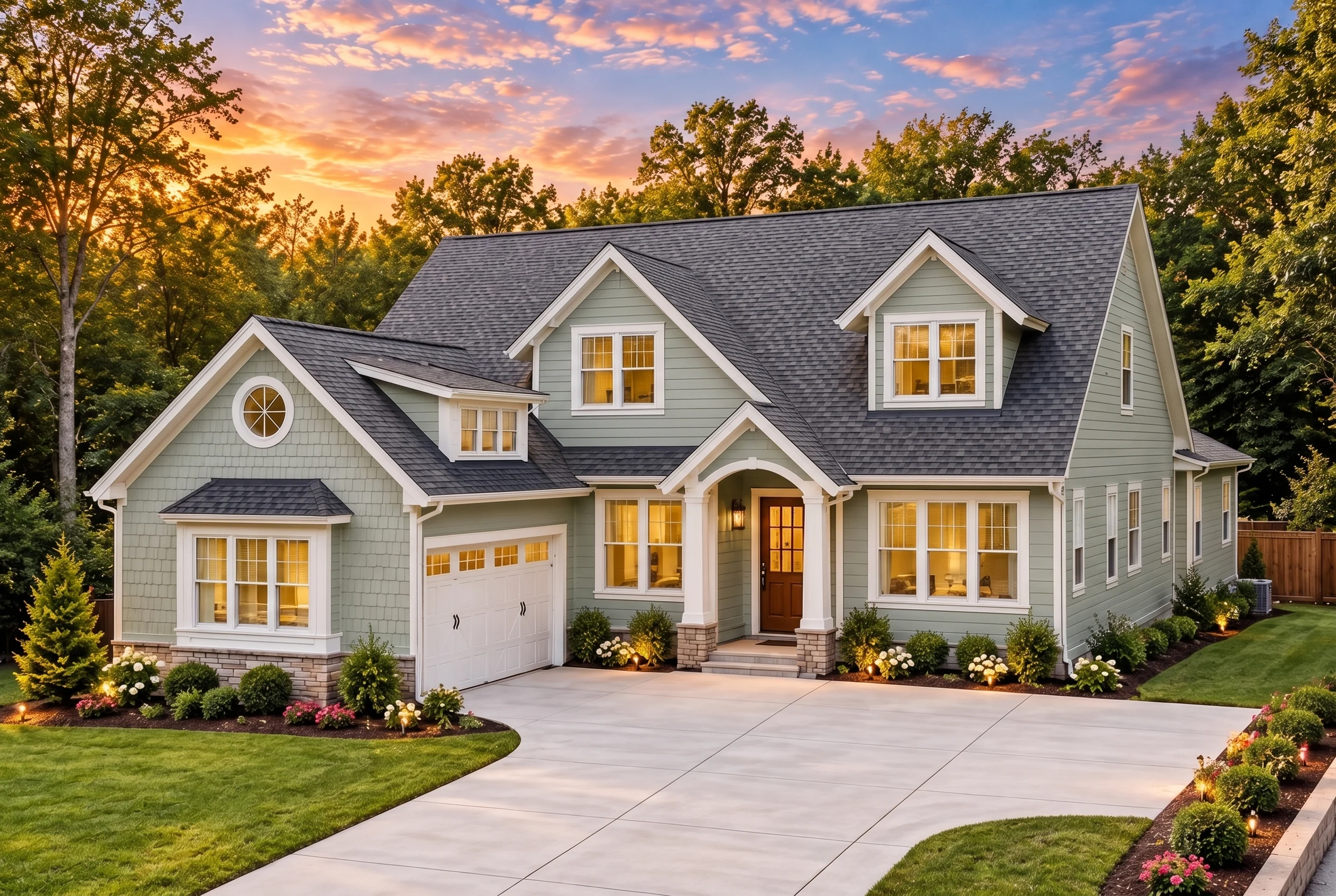 Plan  17-1886 – Morris Ridge |  Modern Farmhouse – 3-Bed, 1.5-Bath, 1,320 SF - Muted Sage, AI-generated exterior concept