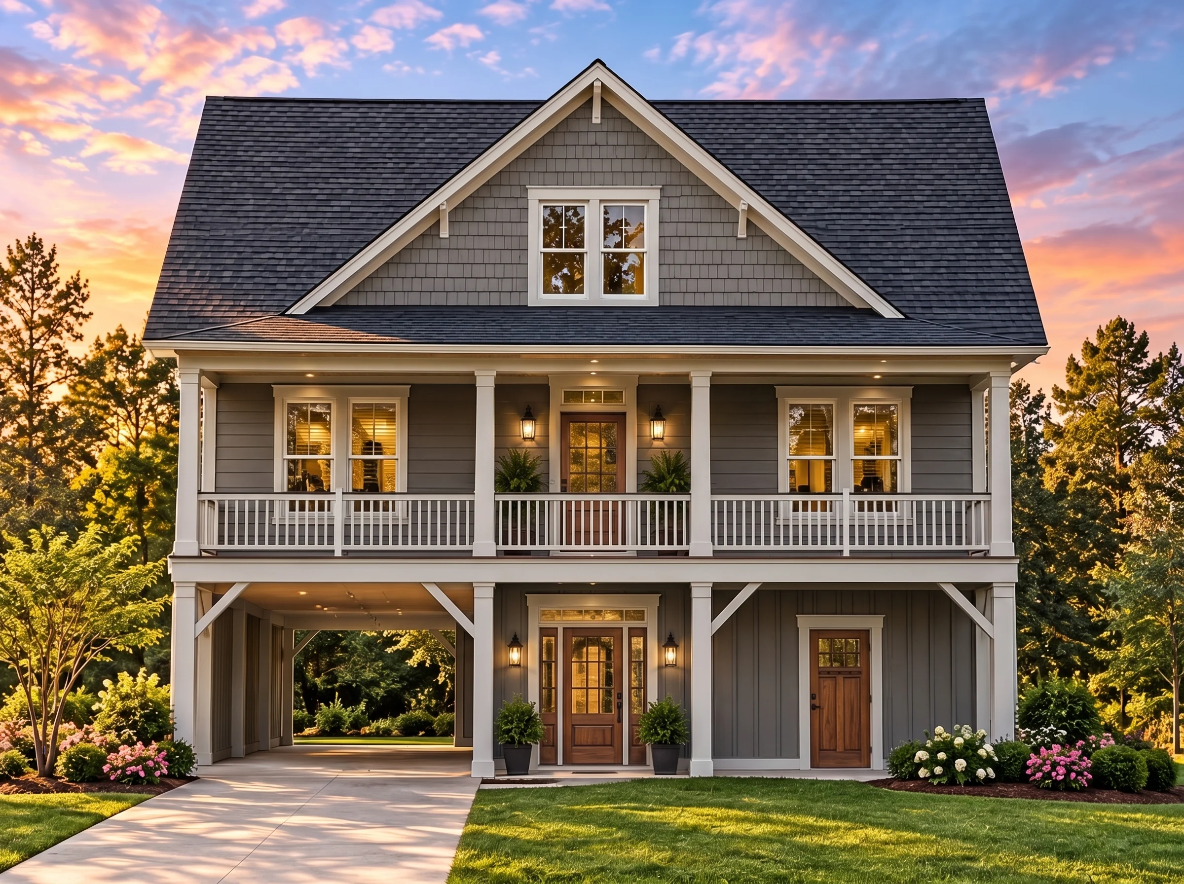 Plan  14-1917 – Yew Tree Creek Estate  | Traditional Colonial – 4-Bed, 2-Bath, 2,179 SF - Warm Charcoal, AI-generated exterior concept