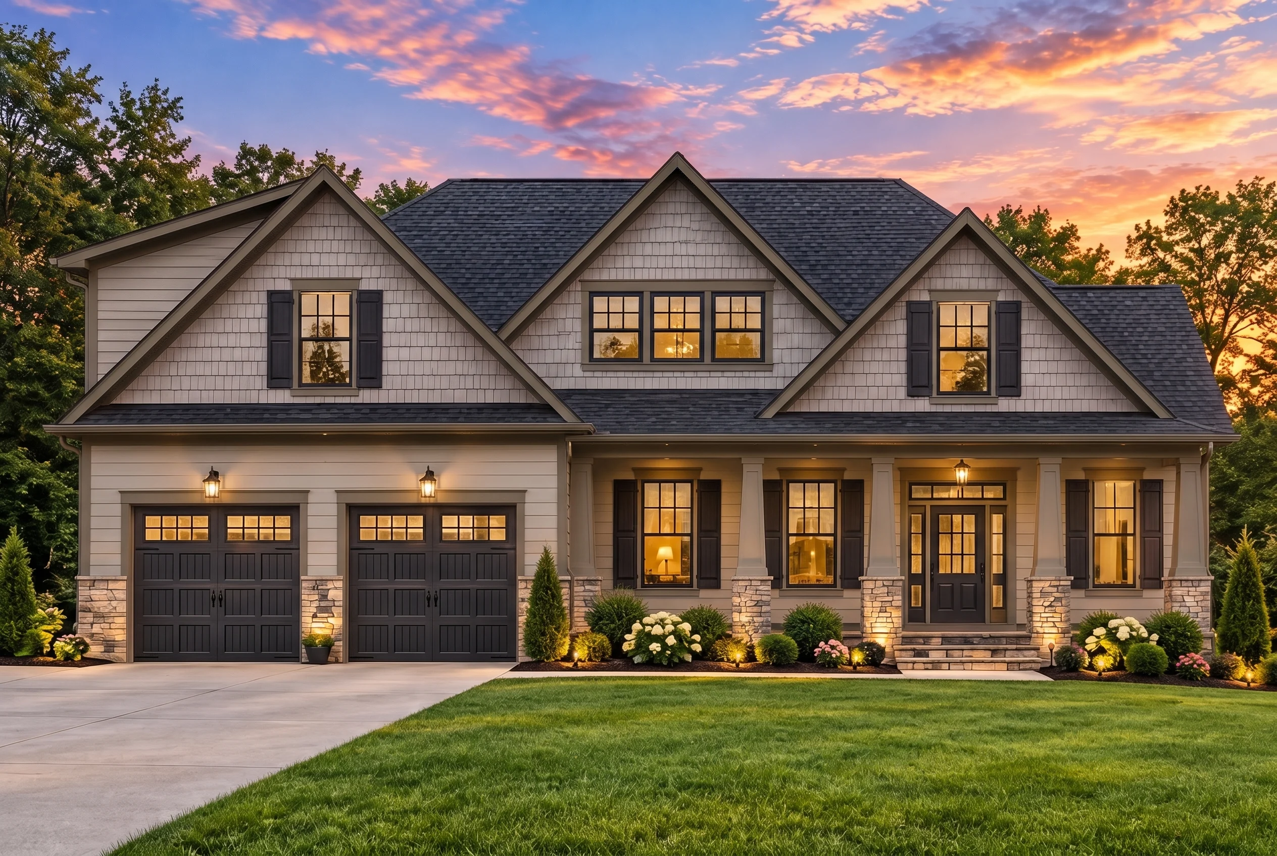 Plan  12-2441 – Cherry Creek Cabin |  New American – 4-Bed, 3.5-Bath, 2,942 SF - Mushroom Taupe, AI-generated exterior concept