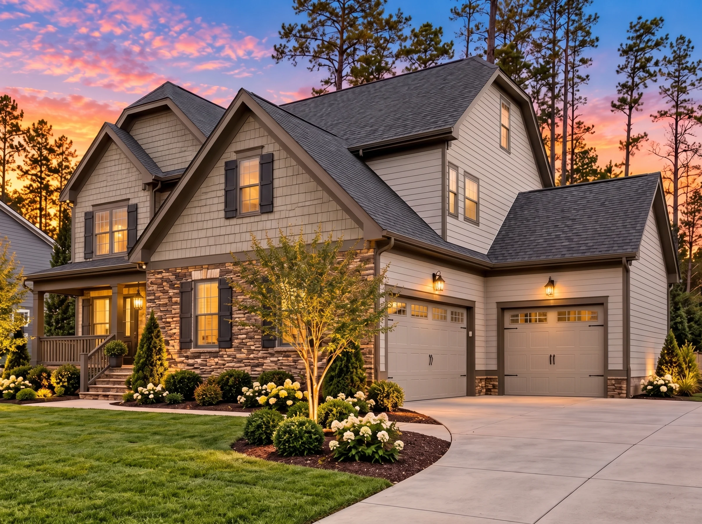 Plan  13-1892 – Alder Creek Estate |  New American – 4-Bed, 3-Bath, 2,806 SF - Mushroom Taupe, AI-generated exterior concept