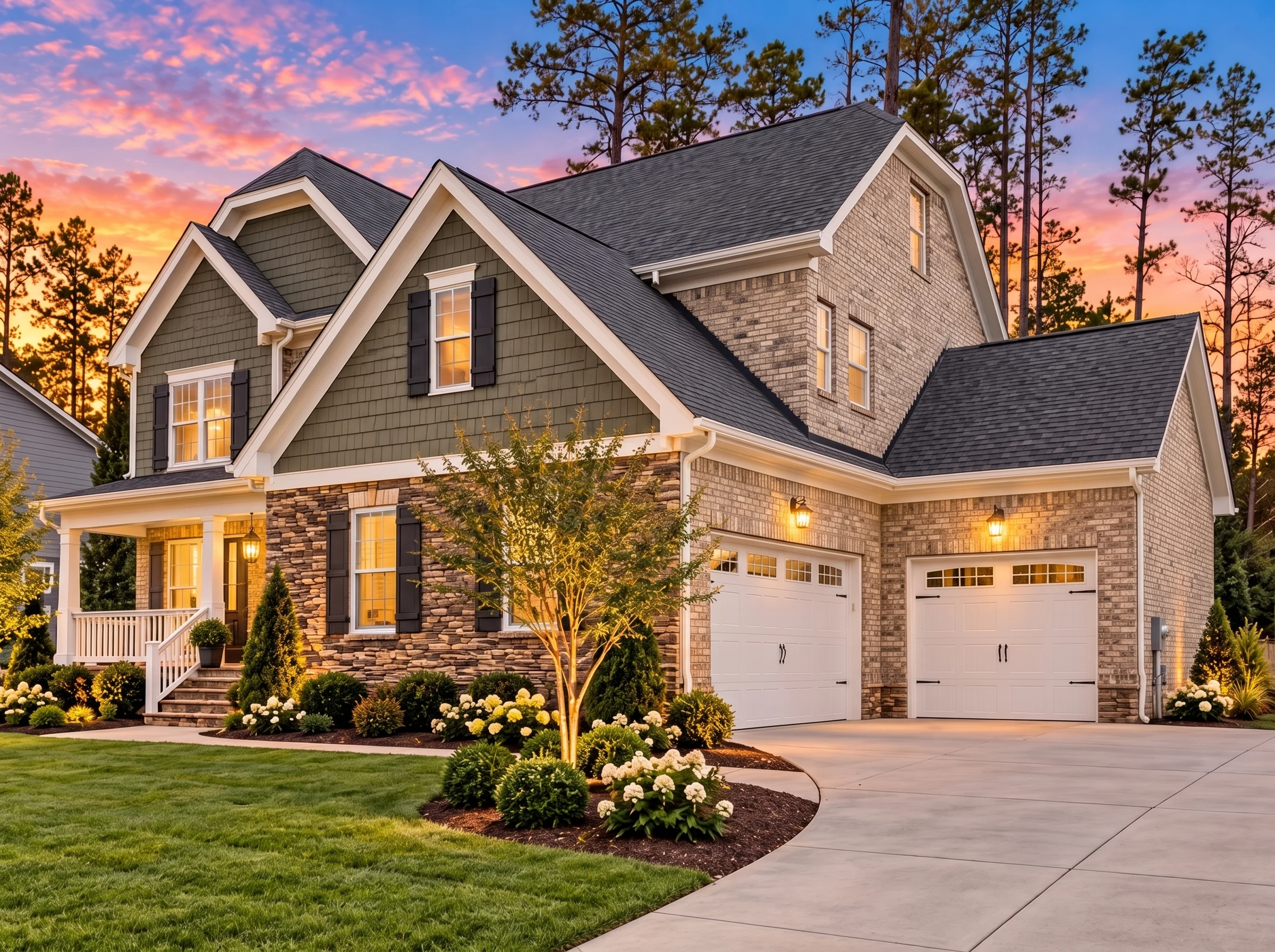 Plan  13-1892 – Alder Creek Estate |  New American – 4-Bed, 3-Bath, 2,806 SF - Natural Brick, AI-generated exterior concept