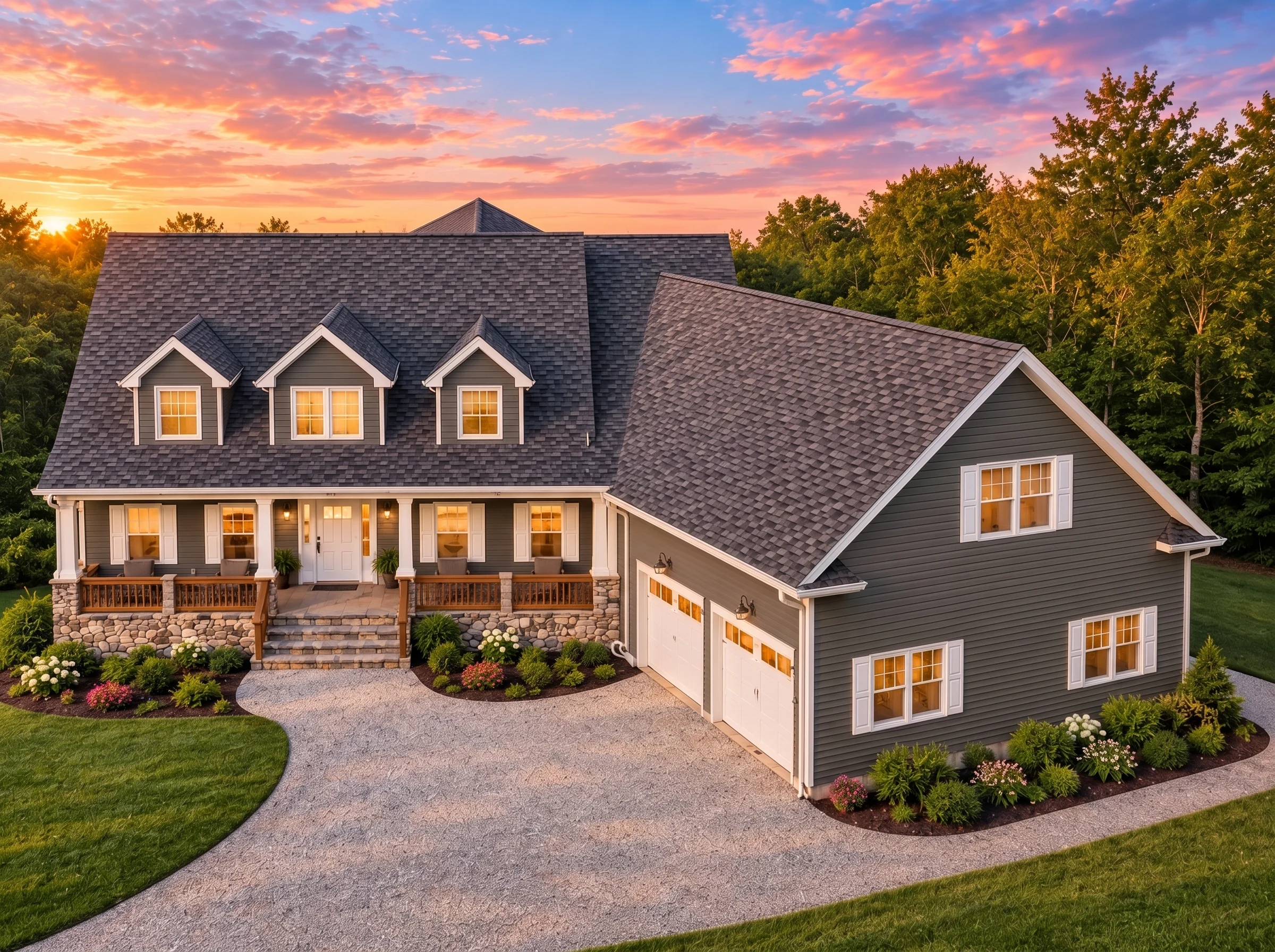 Plan  11-2044 – Birch Springs House  | New American – 3-Bed, 3.5-Bath, 2,976 SF - Warm Charcoal, AI-generated exterior concept