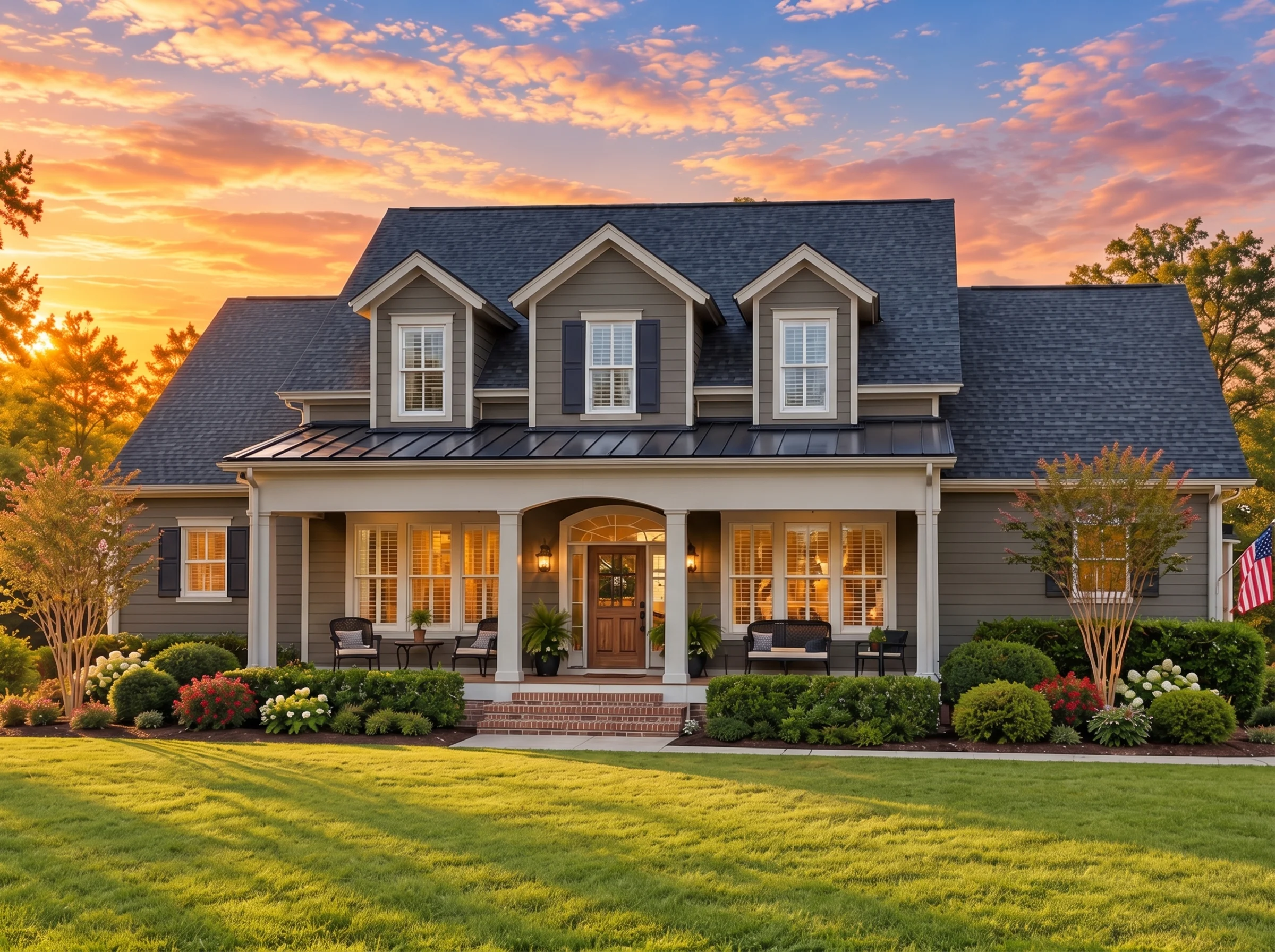 Plan  11-1384 – The Thomasina |  Traditional Colonial – 3-Bed, 3.5-Bath, 2,731 SF - Warm Charcoal, AI-generated exterior concept