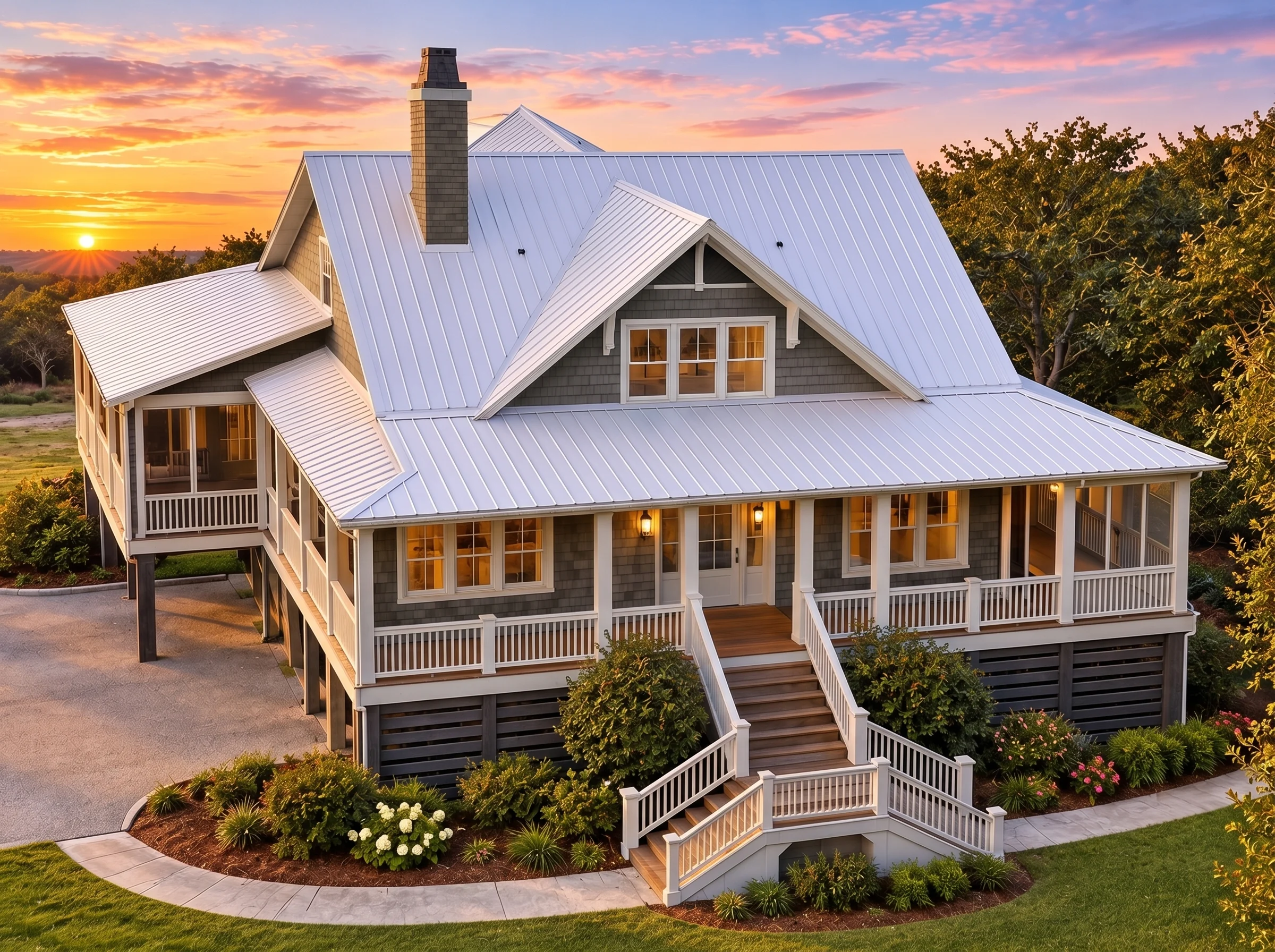 Plan  11-1974 – Maple Glen Cottage |  Cape Cod – 5-Bed, 4-Bath, 4,086 SF - Warm Charcoal, AI-generated exterior concept