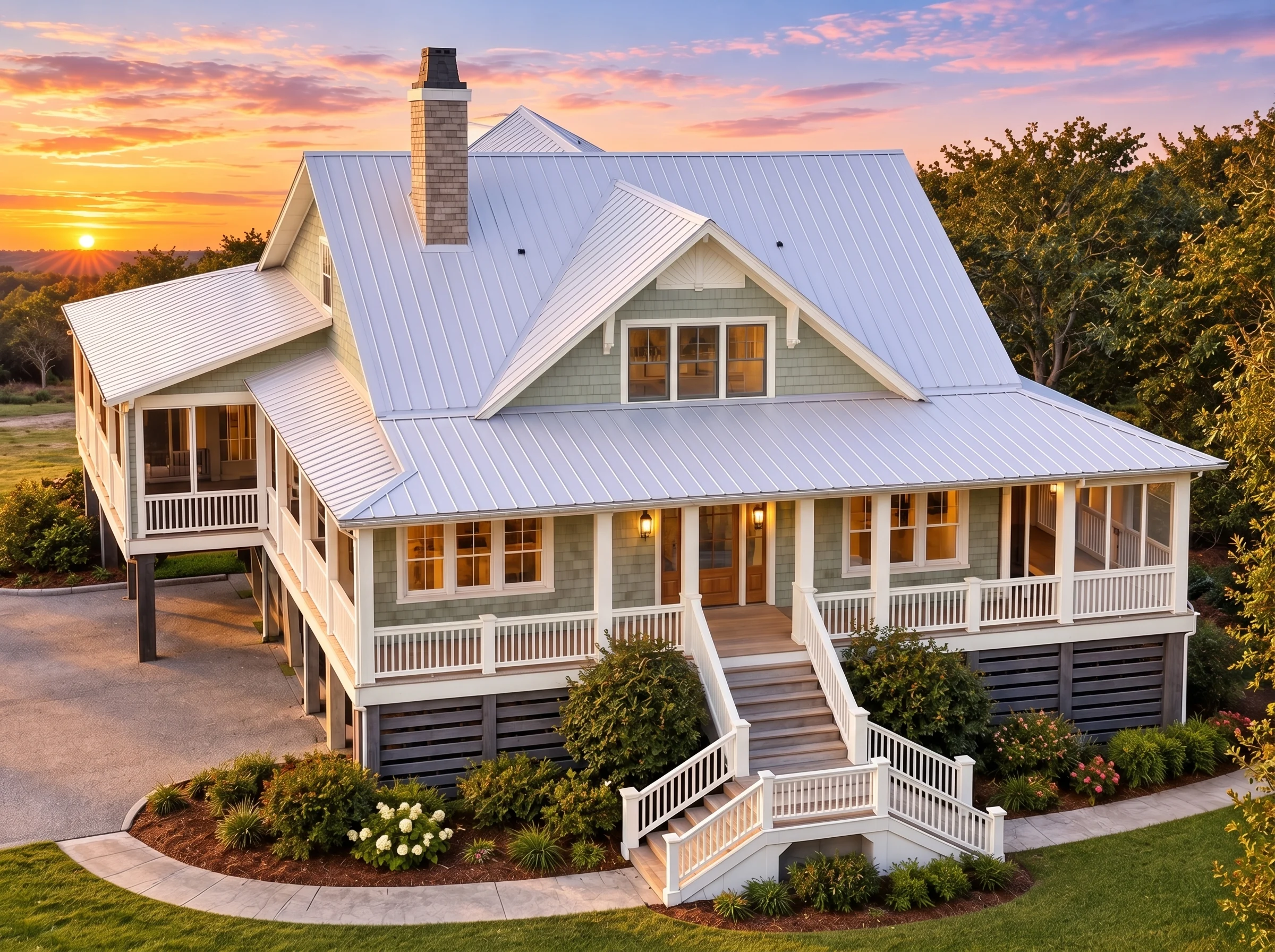 Plan  11-1974 – Maple Glen Cottage |  Cape Cod – 5-Bed, 4-Bath, 4,086 SF - Muted Sage, AI-generated exterior concept