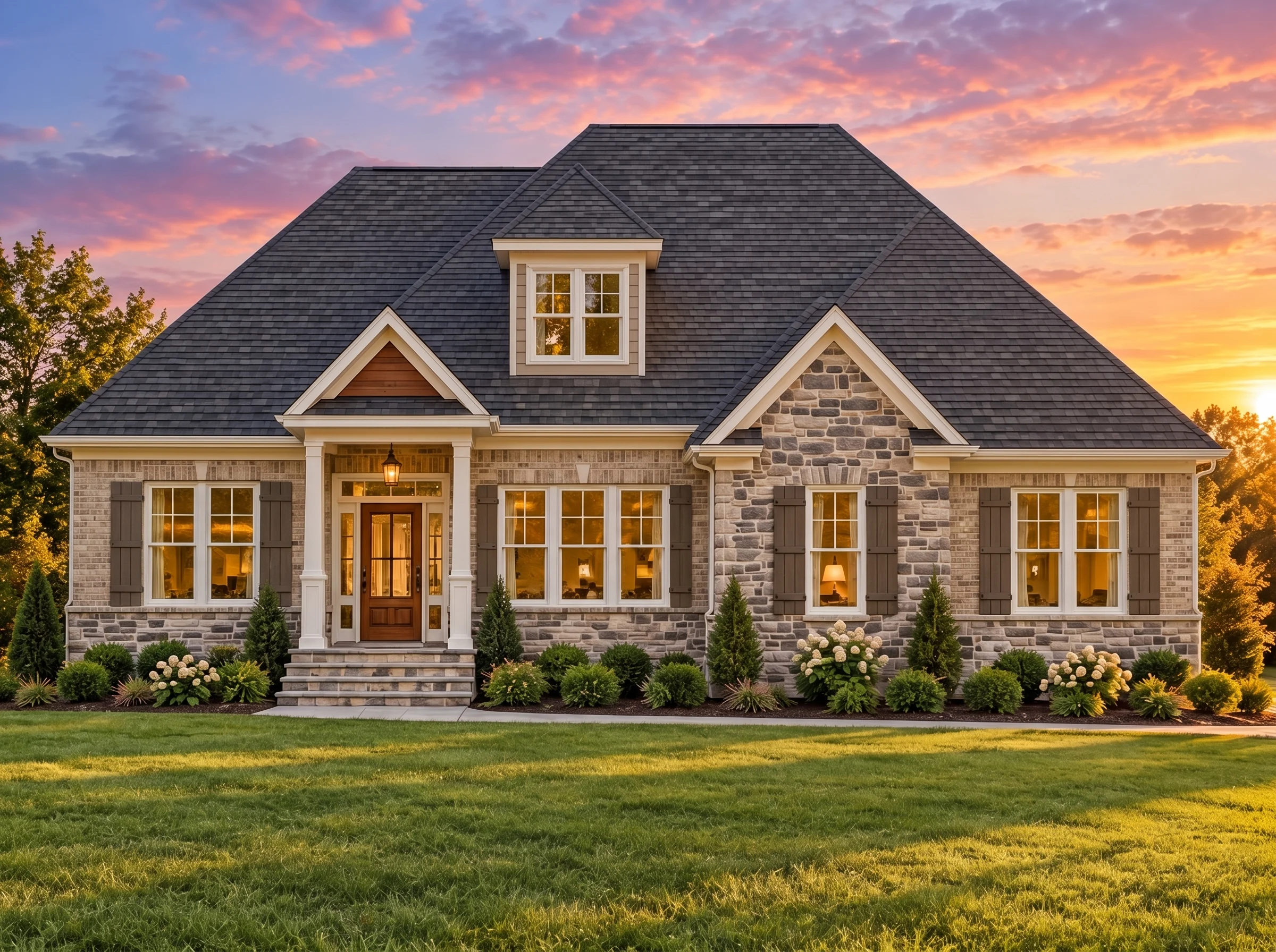 Plan  15-1353 – Ash Ridge Farm |  Modern Farmhouse – 3-Bed, 2.5-Bath, 2,611 SF - Natural Brick, AI-generated exterior concept