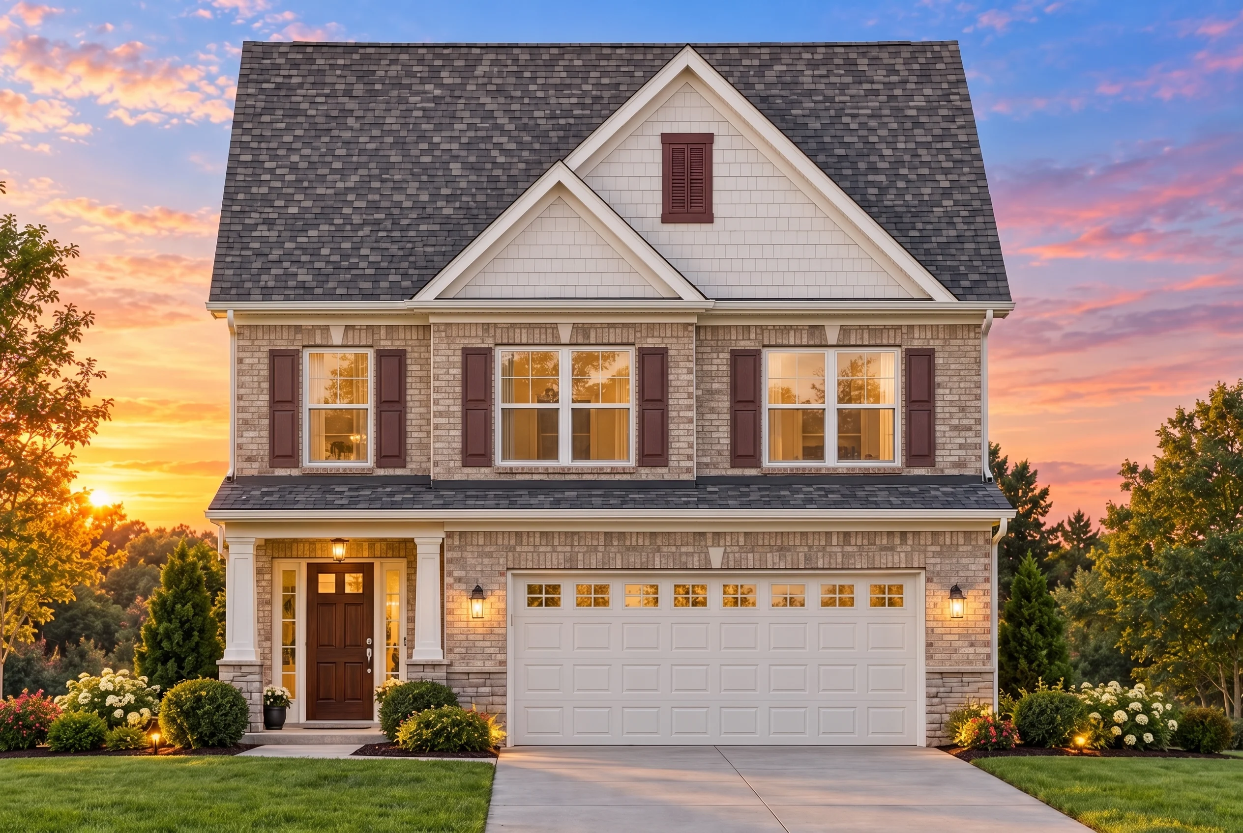Plan  11-1411B – Harpeth Farmhouse |  Traditional Colonial – 3-Bed, 2.5-Bath, 1,798 SF - Natural Brick, AI-generated exterior concept
