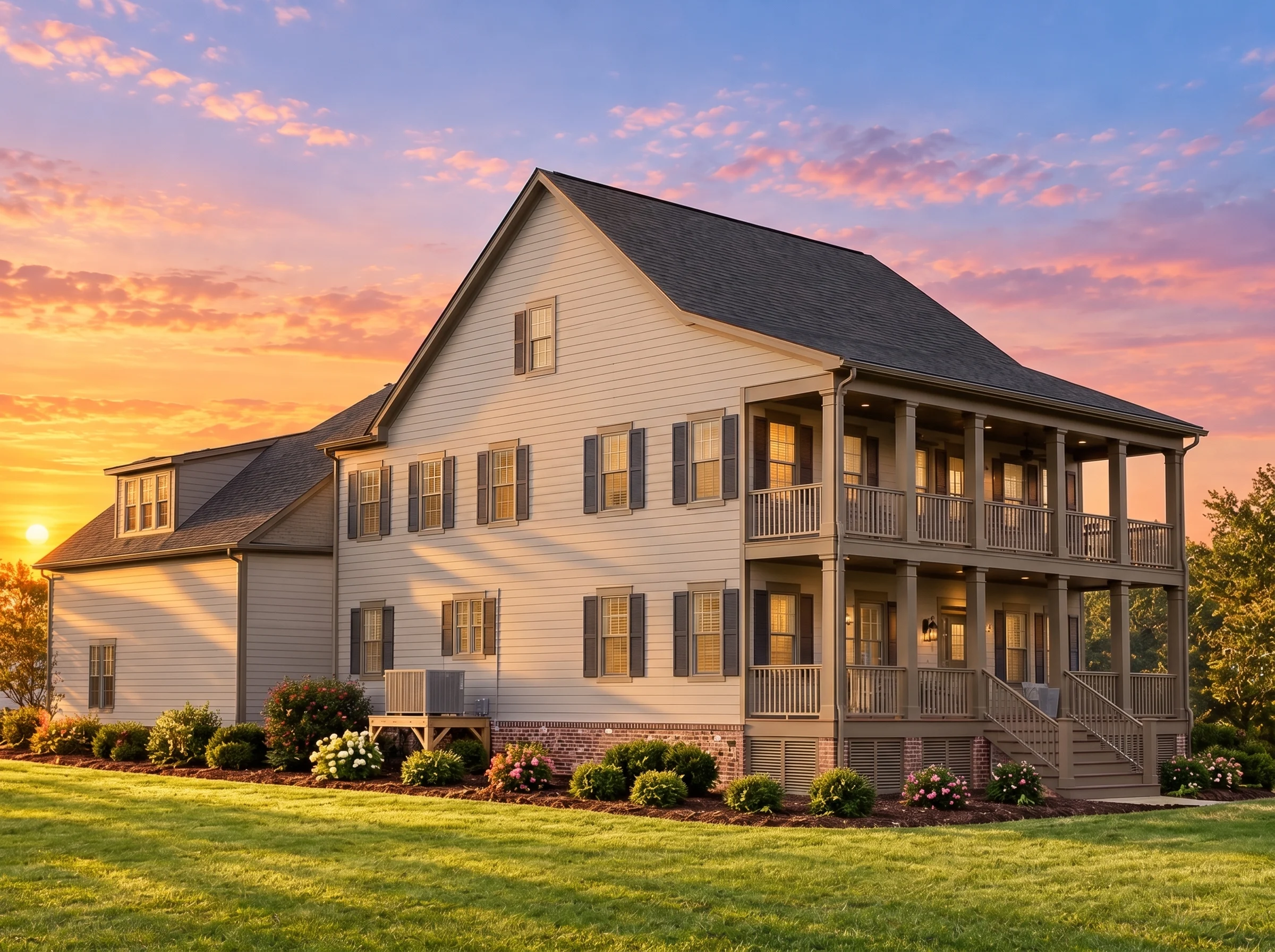 Plan  9-1155 – Wright Ridge | Low  Country – 3-Bed, 3.5-Bath, 3,343 SF - Mushroom Taupe, AI-generated exterior concept