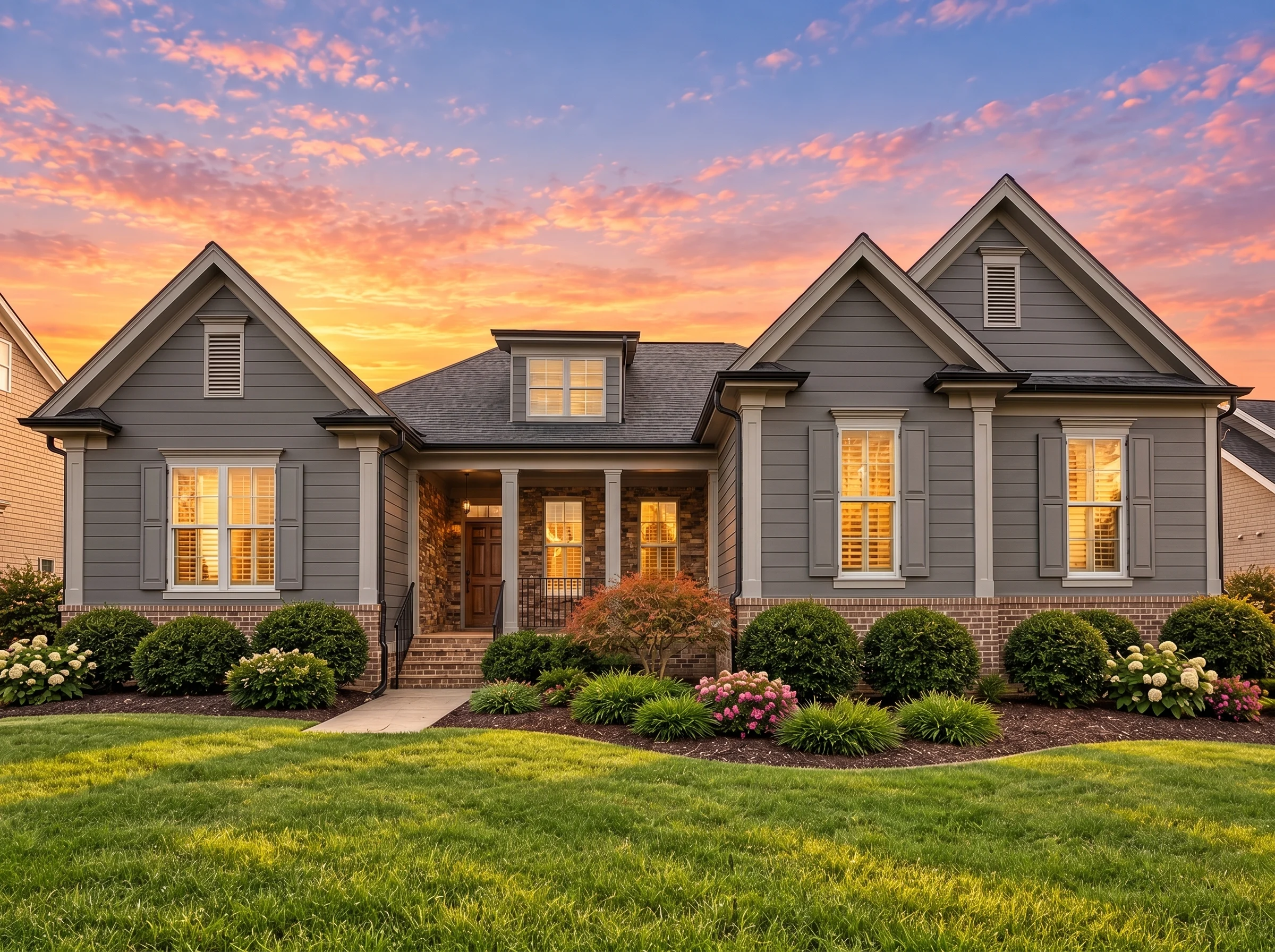Plan  11-1509 – Maple Cove Retreat |  Traditional – 3-Bed, 3-Bath, 2,836 SF - Warm Charcoal, AI-generated exterior concept