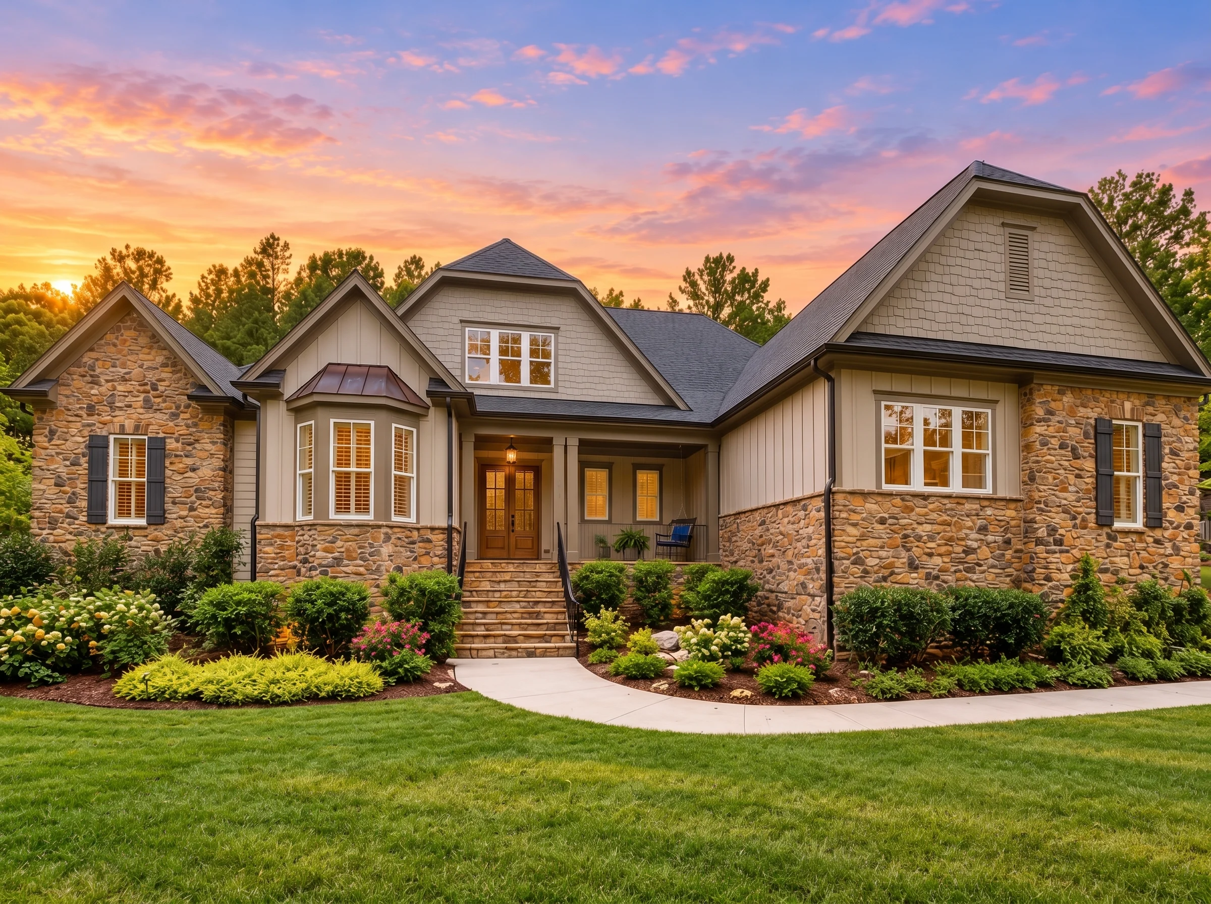 Plan  17-1979 – Rivera Place |  Traditional – 4-Bed, 5-Bath, 9,744 SF - Mushroom Taupe, AI-generated exterior concept