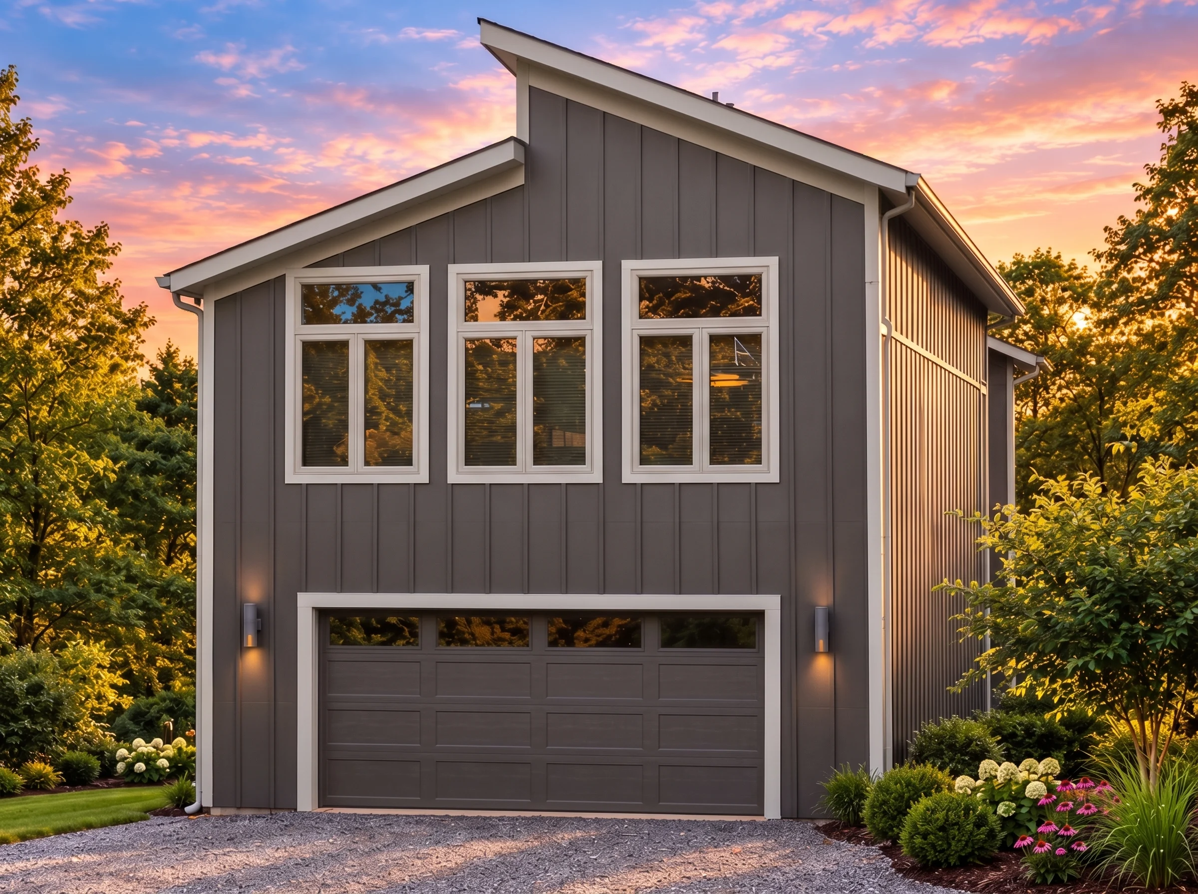 Plan  13-1358 – Hazel Brook Cottage  | Modern Farmhouse Garage ADU – 1-Bed, 1-Bath - Warm Charcoal, AI-generated exterior concept