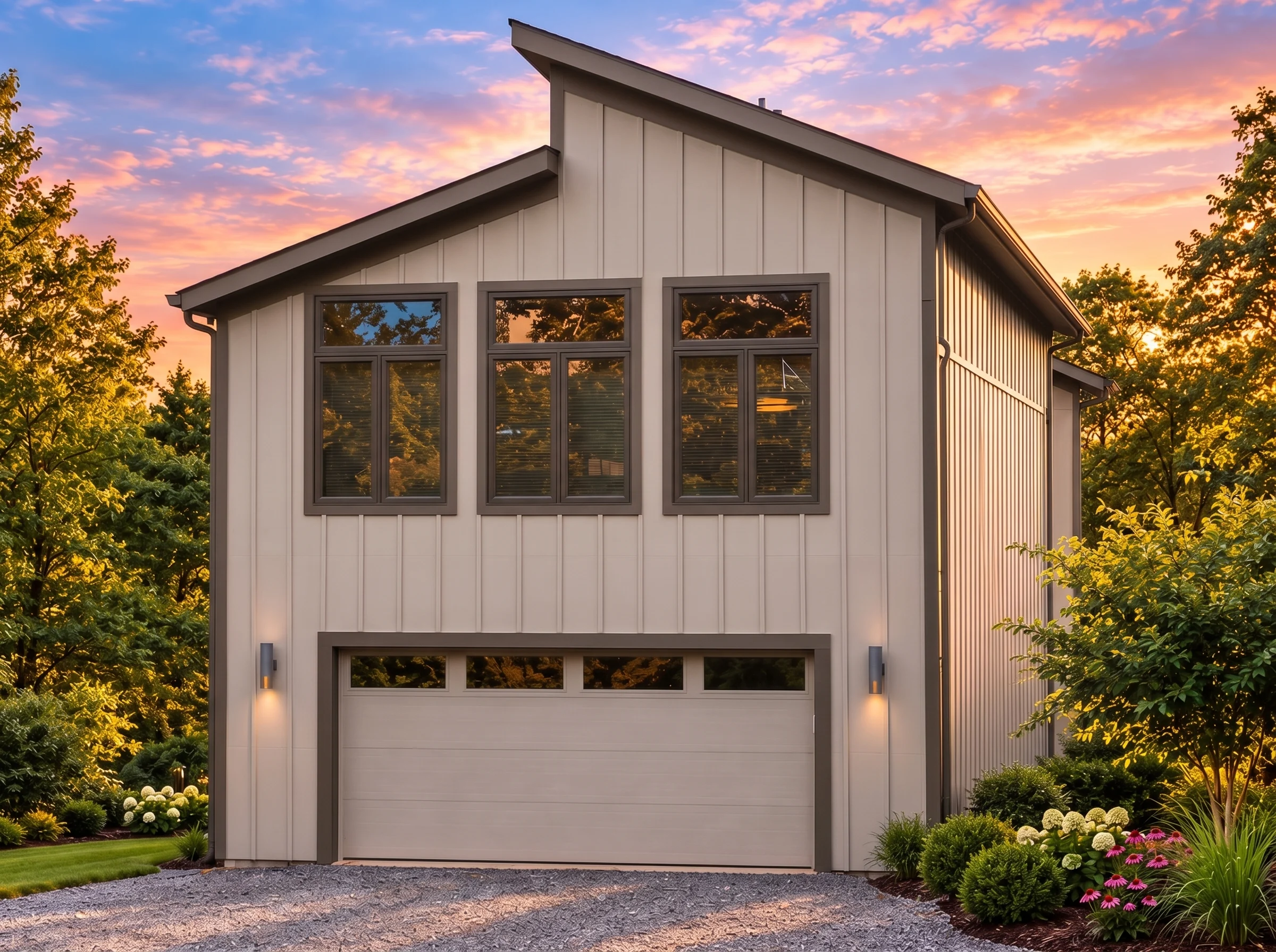 Plan  13-1358 – Hazel Brook Cottage  | Modern Farmhouse Garage ADU – 1-Bed, 1-Bath - Mushroom Taupe, AI-generated exterior concept