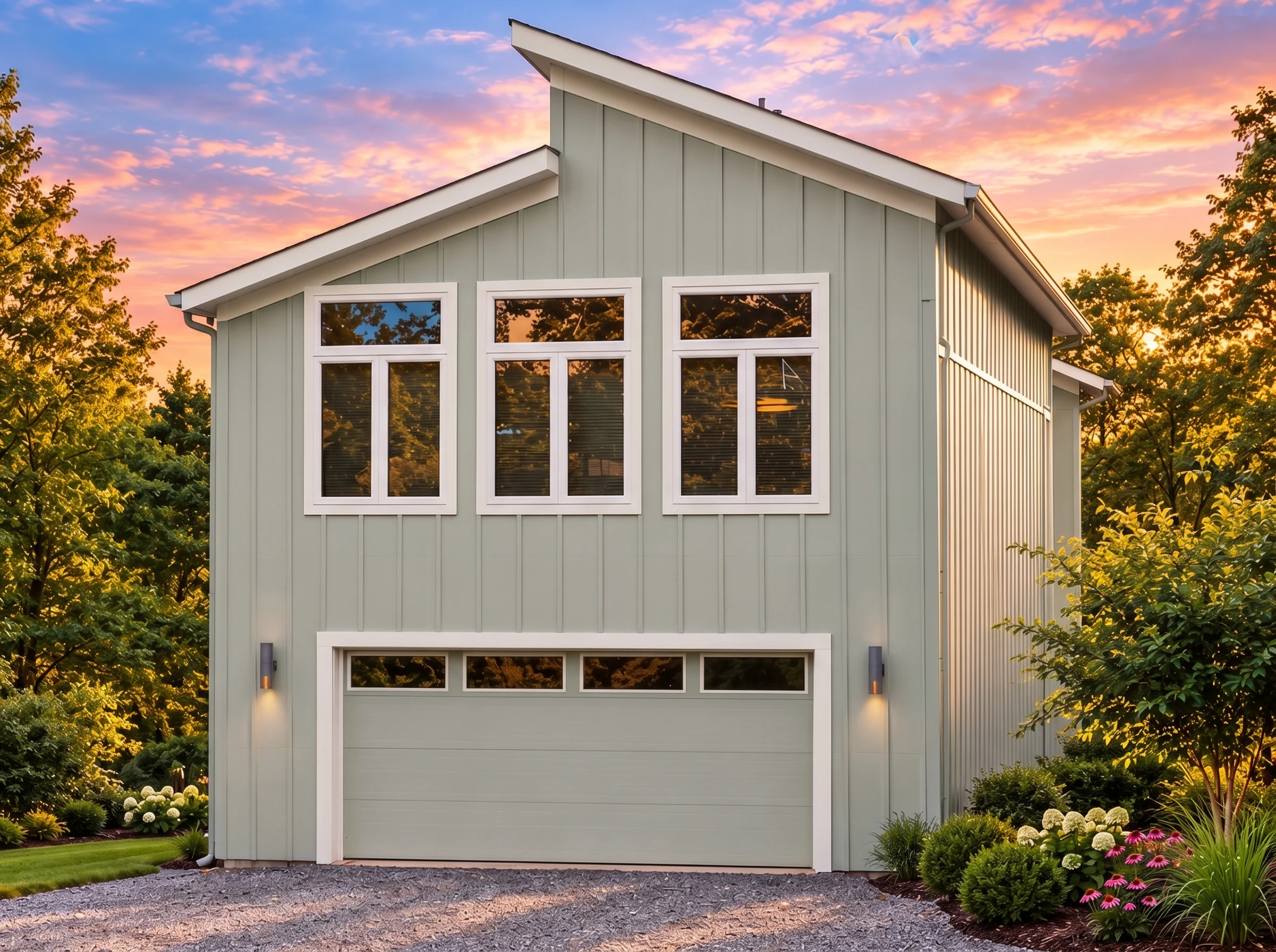 Plan  13-1358 – Hazel Brook Cottage  | Modern Farmhouse Garage ADU – 1-Bed, 1-Bath - Muted Sage, AI-generated exterior concept
