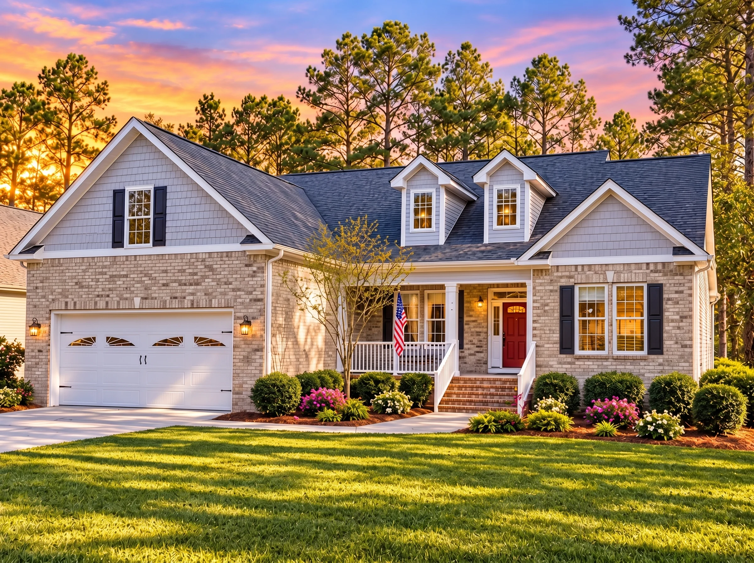Plan  12-2328 – Rose Shores Retreat  | Traditional Ranch – 3-Bed, 2-Bath, 2,103 SF - Natural Brick, AI-generated exterior concept