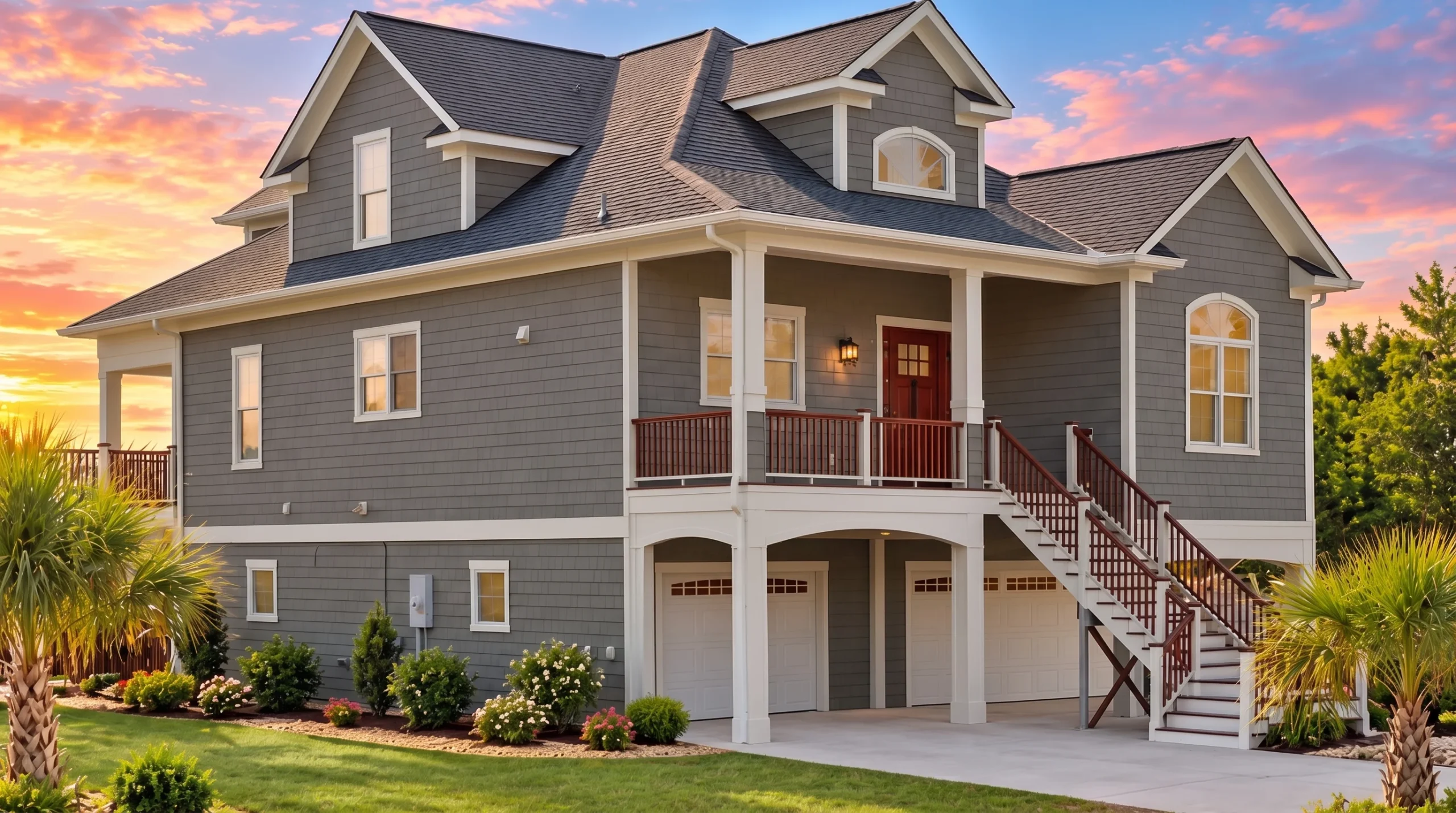 Plan  11-2015 – Elm Hollow Residence  | Coastal – 4-Bed, 2-Bath, 2,284 SF - Warm Charcoal, AI-generated exterior concept