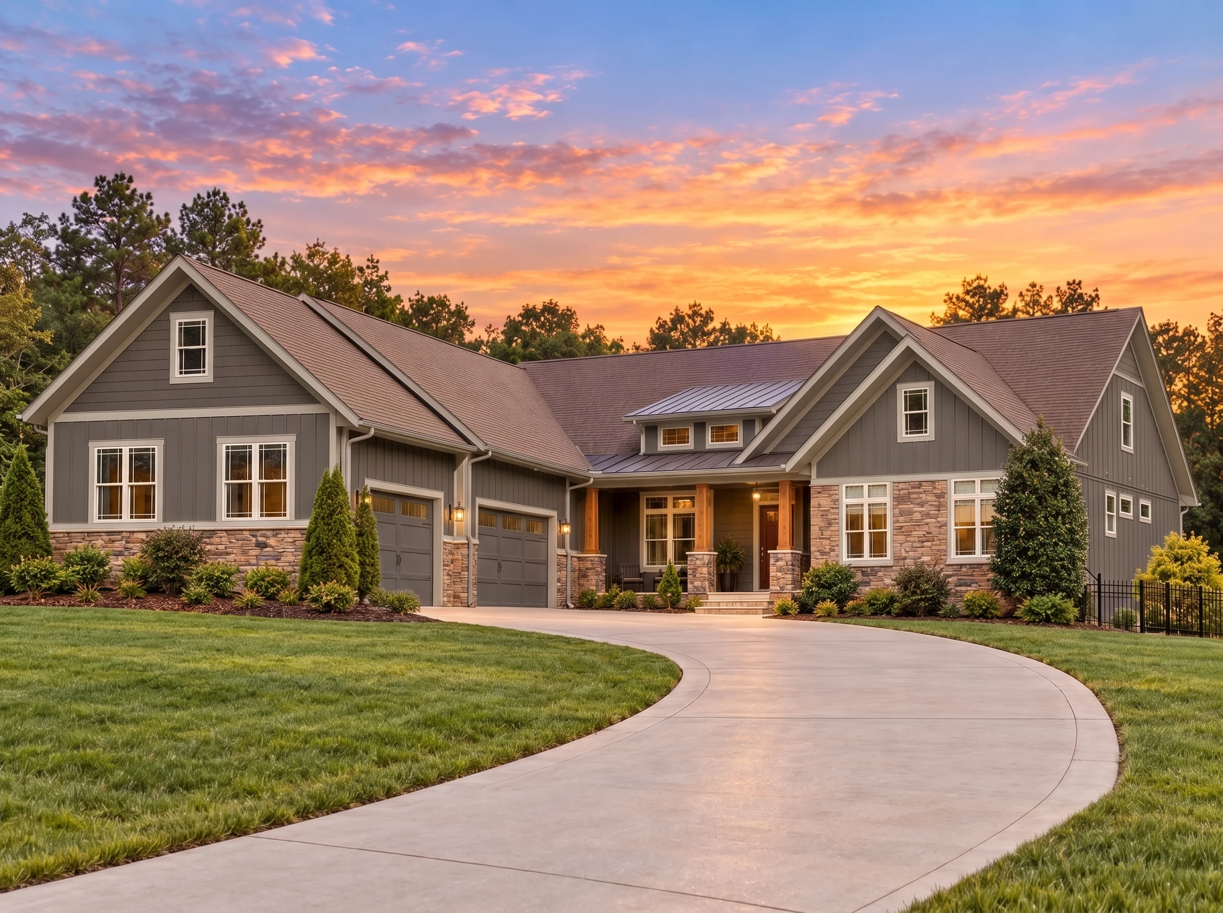 14-1266 HOUSE PLAN – Modern Craftsman Home Plan – 4-Bed, 2.5-Bath, 4,161 SF - Warm Charcoal, AI-generated exterior concept
