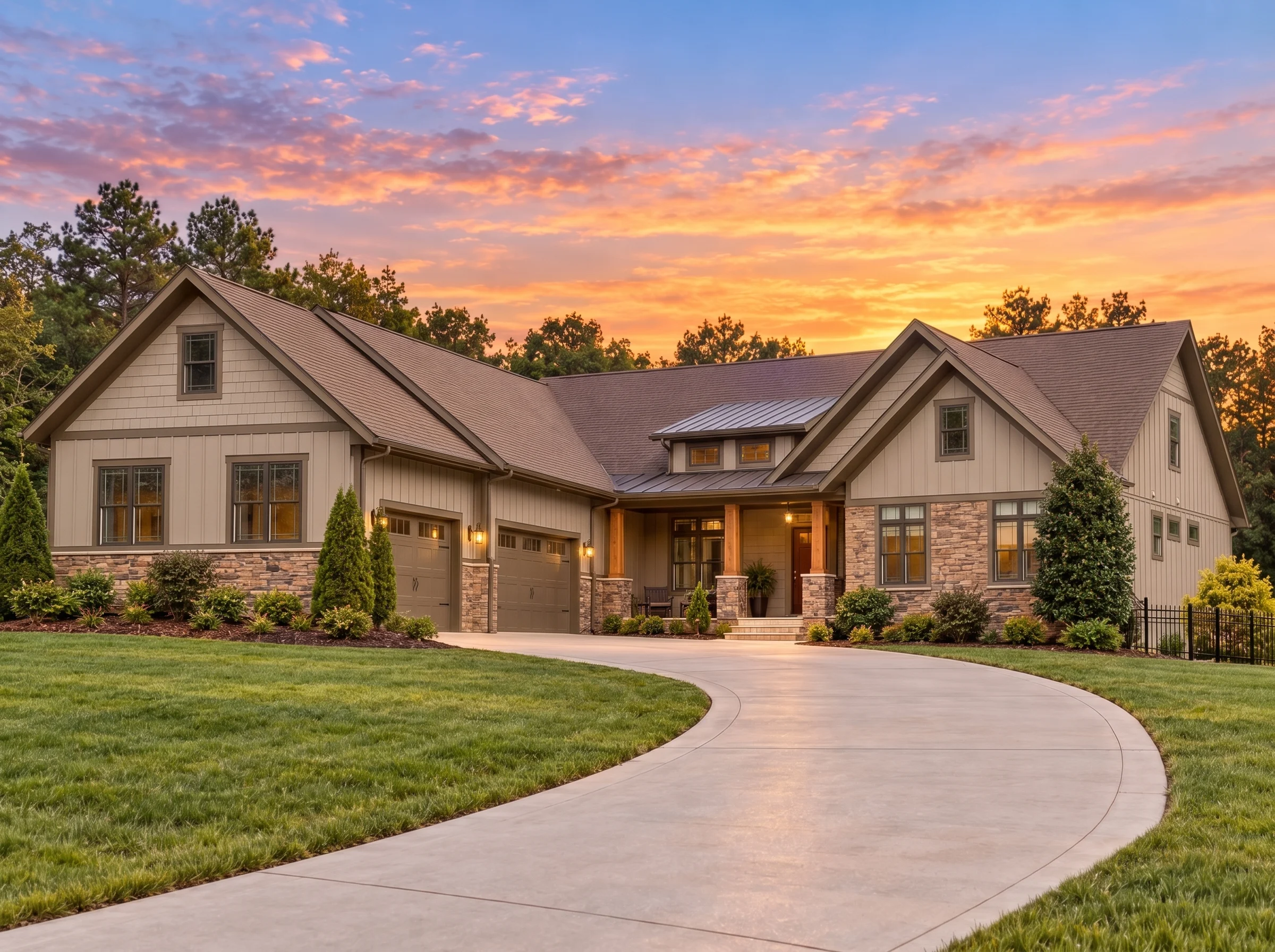 14-1266 HOUSE PLAN – Modern Craftsman Home Plan – 4-Bed, 2.5-Bath, 4,161 SF - Mushroom Taupe, AI-generated exterior concept