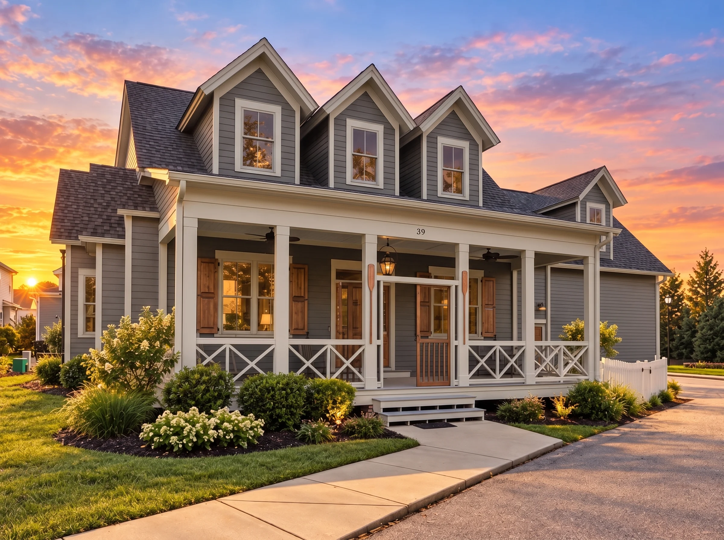 14-1137 HOUSE PLAN – Coastal Farmhouse Home Plan – 3-Bed, 3-Bath, 2,352 SF - Warm Charcoal, AI-generated exterior concept