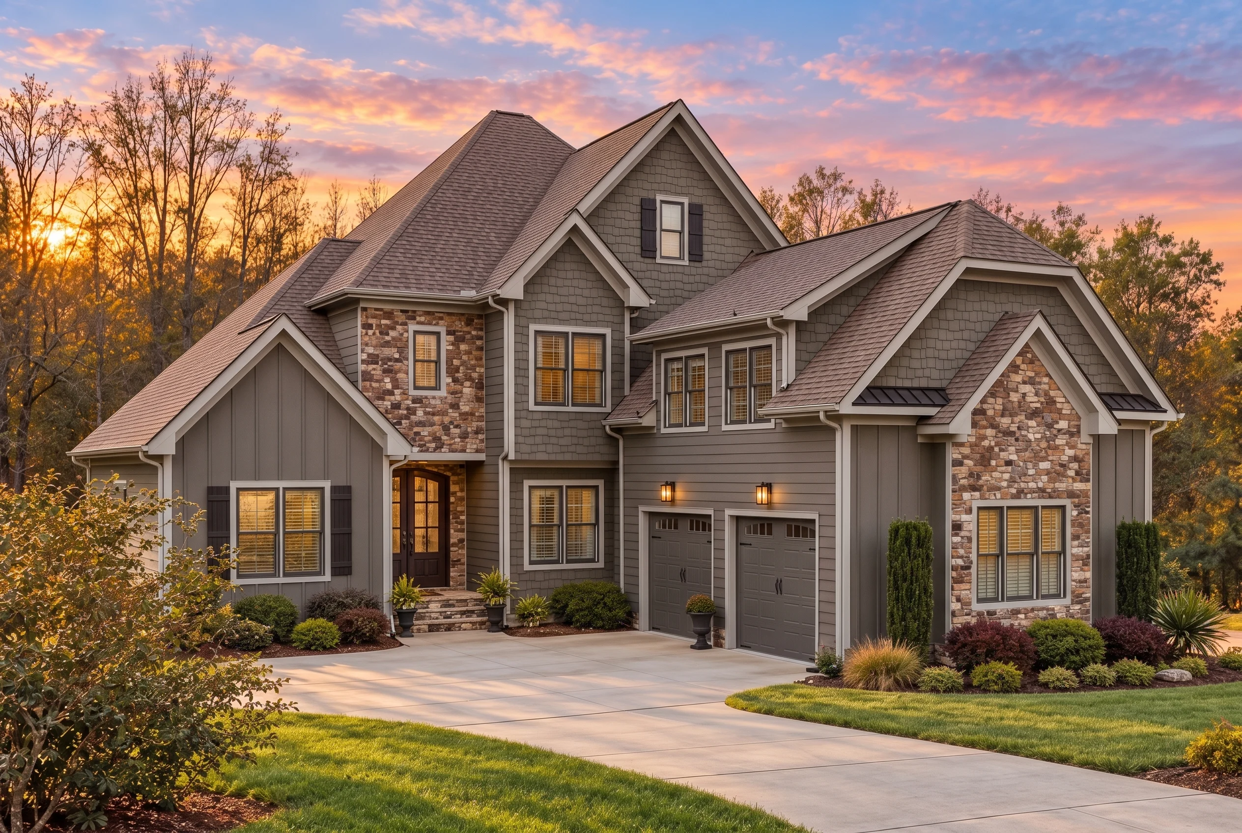 14-1154 HOUSE PLAN – Modern Craftsman Home Plan – 5-Bed, 4.5-Bath, 3,654 SF - Warm Charcoal, AI-generated exterior concept