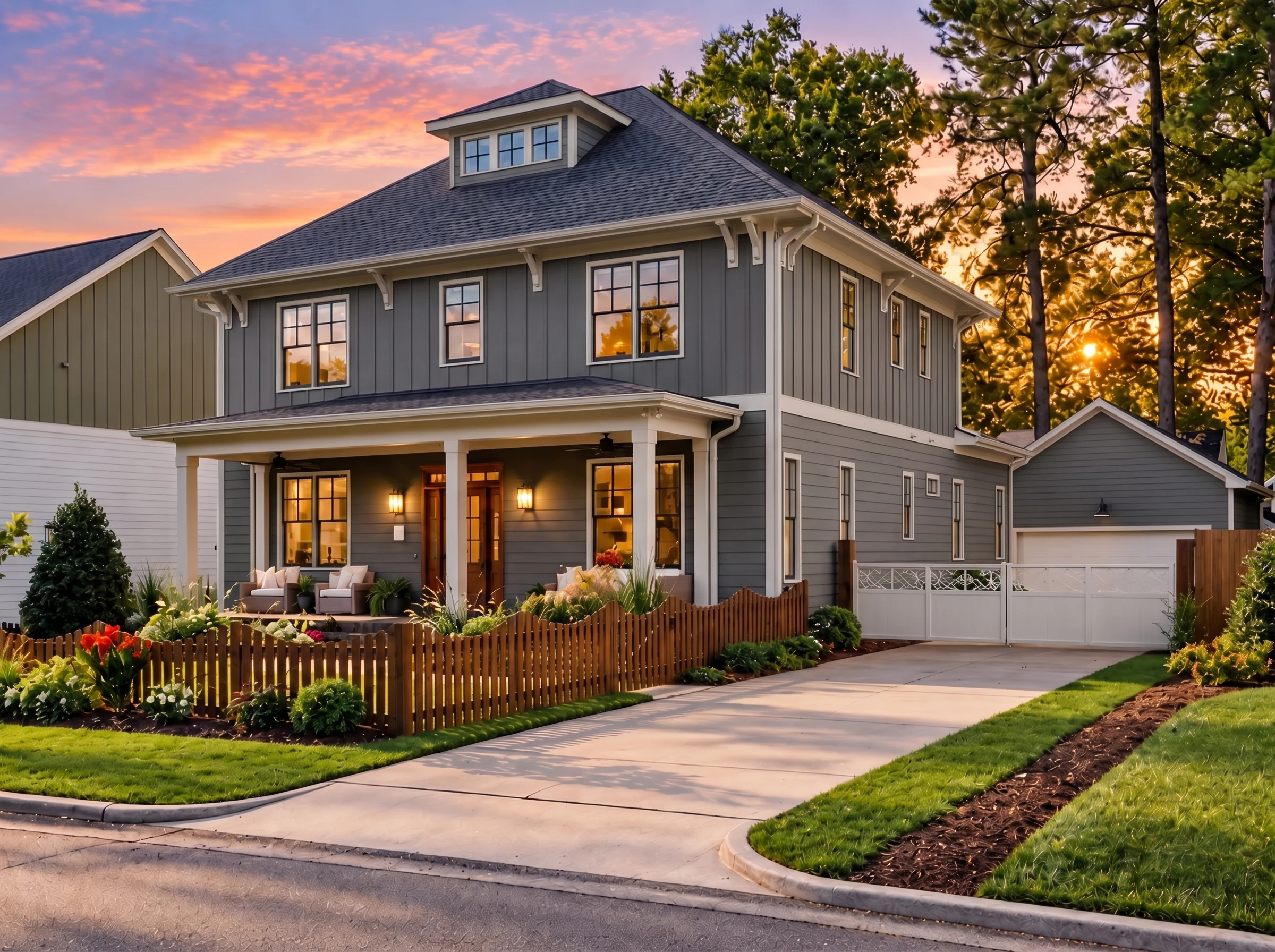 14-1122 HOUSE PLAN – Modern Craftsman Home Plan – 4-Bed, 3.5-Bath, 3,486 SF - Warm Charcoal, AI-generated exterior concept