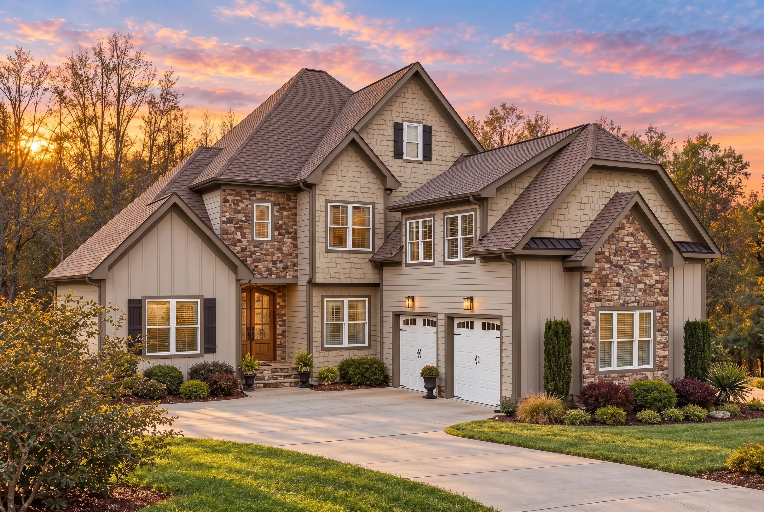 14-1154 HOUSE PLAN – Modern Craftsman Home Plan – 5-Bed, 4.5-Bath, 3,654 SF - Mushroom Taupe, AI-generated exterior concept
