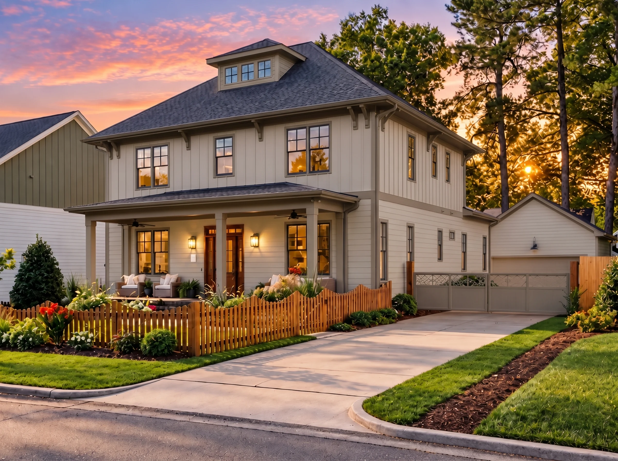 14-1122 HOUSE PLAN – Modern Craftsman Home Plan – 4-Bed, 3.5-Bath, 3,486 SF - Mushroom Taupe, AI-generated exterior concept