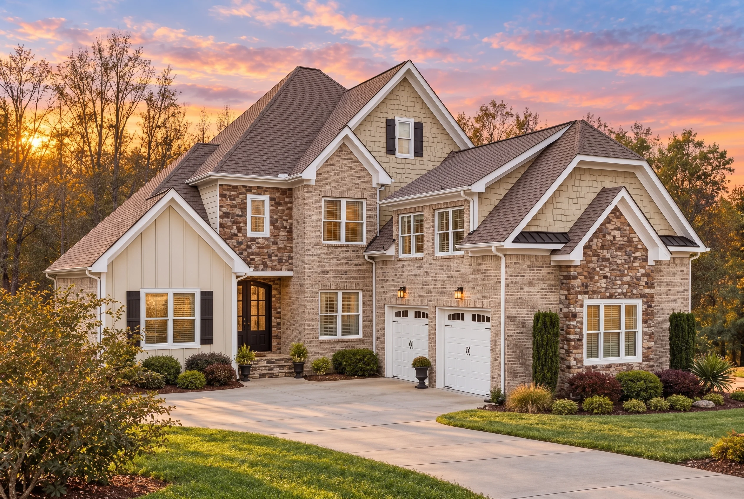 14-1154 HOUSE PLAN – Modern Craftsman Home Plan – 5-Bed, 4.5-Bath, 3,654 SF - Natural Brick, AI-generated exterior concept