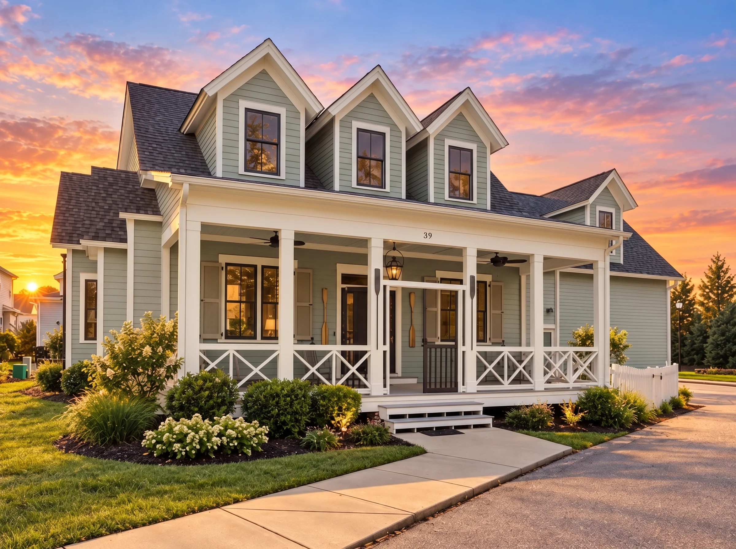 14-1137 HOUSE PLAN – Coastal Farmhouse Home Plan – 3-Bed, 3-Bath, 2,352 SF - Muted Sage, AI-generated exterior concept
