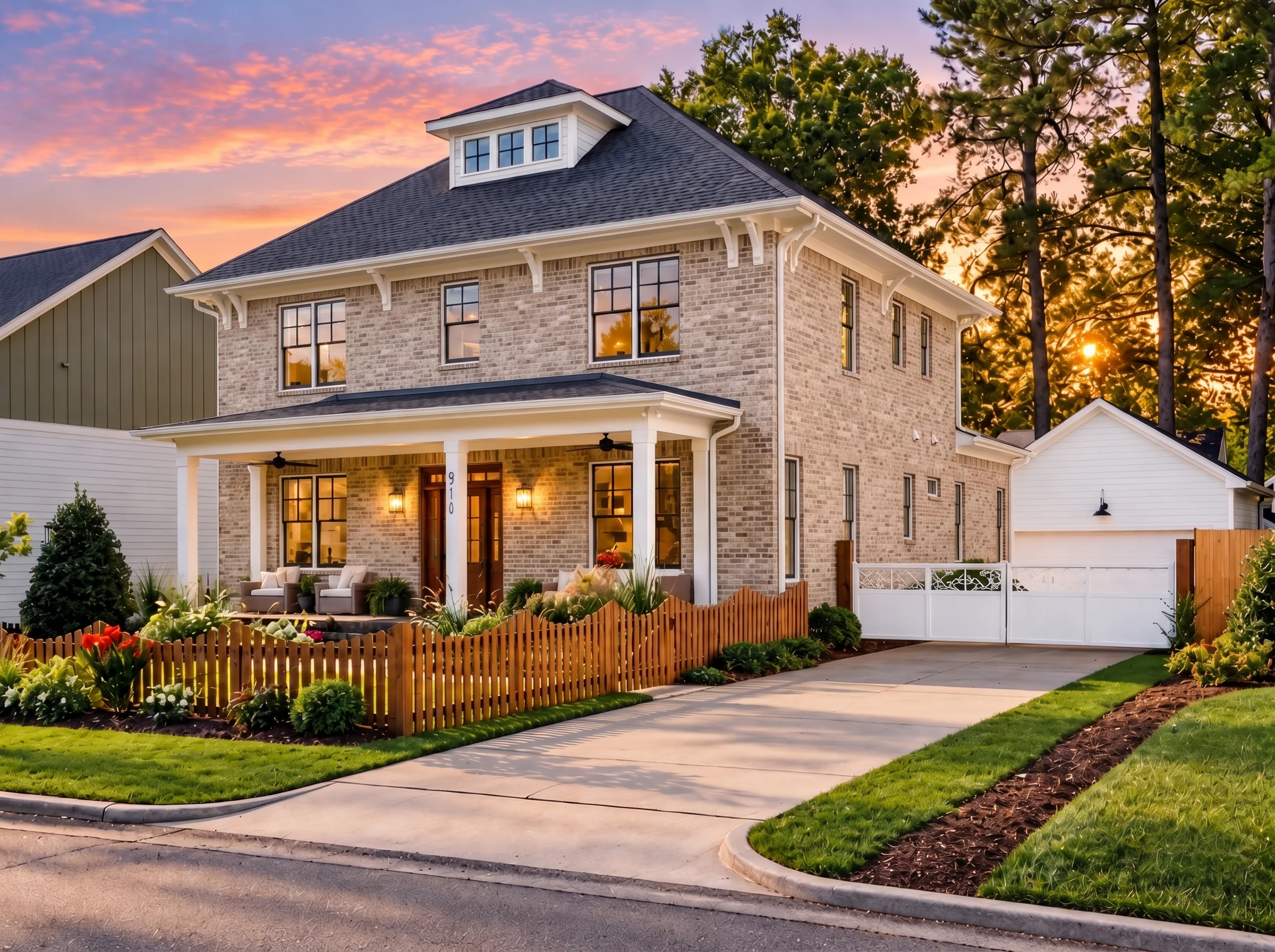 14-1122 HOUSE PLAN – Modern Craftsman Home Plan – 4-Bed, 3.5-Bath, 3,486 SF - Natural Brick, AI-generated exterior concept