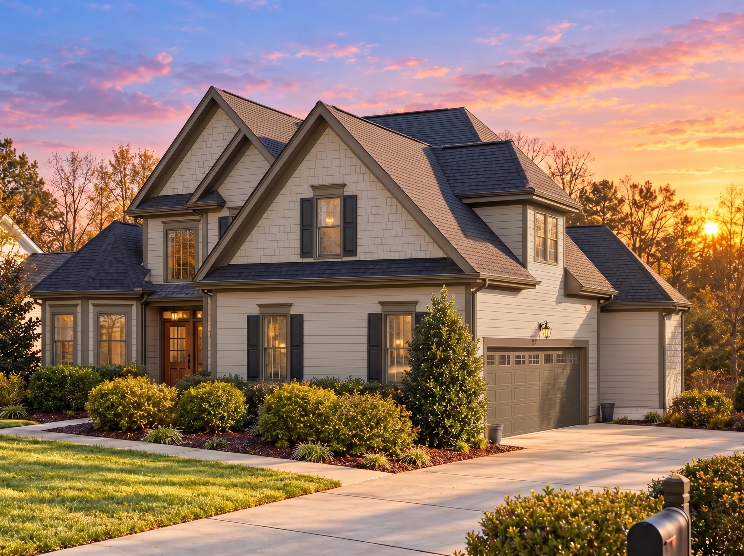 14-1002 HOUSE PLAN – Modern Craftsman Home Plan – 5-Bed, 4-Bath, 3,814 SF - Mushroom Taupe, AI-generated exterior concept