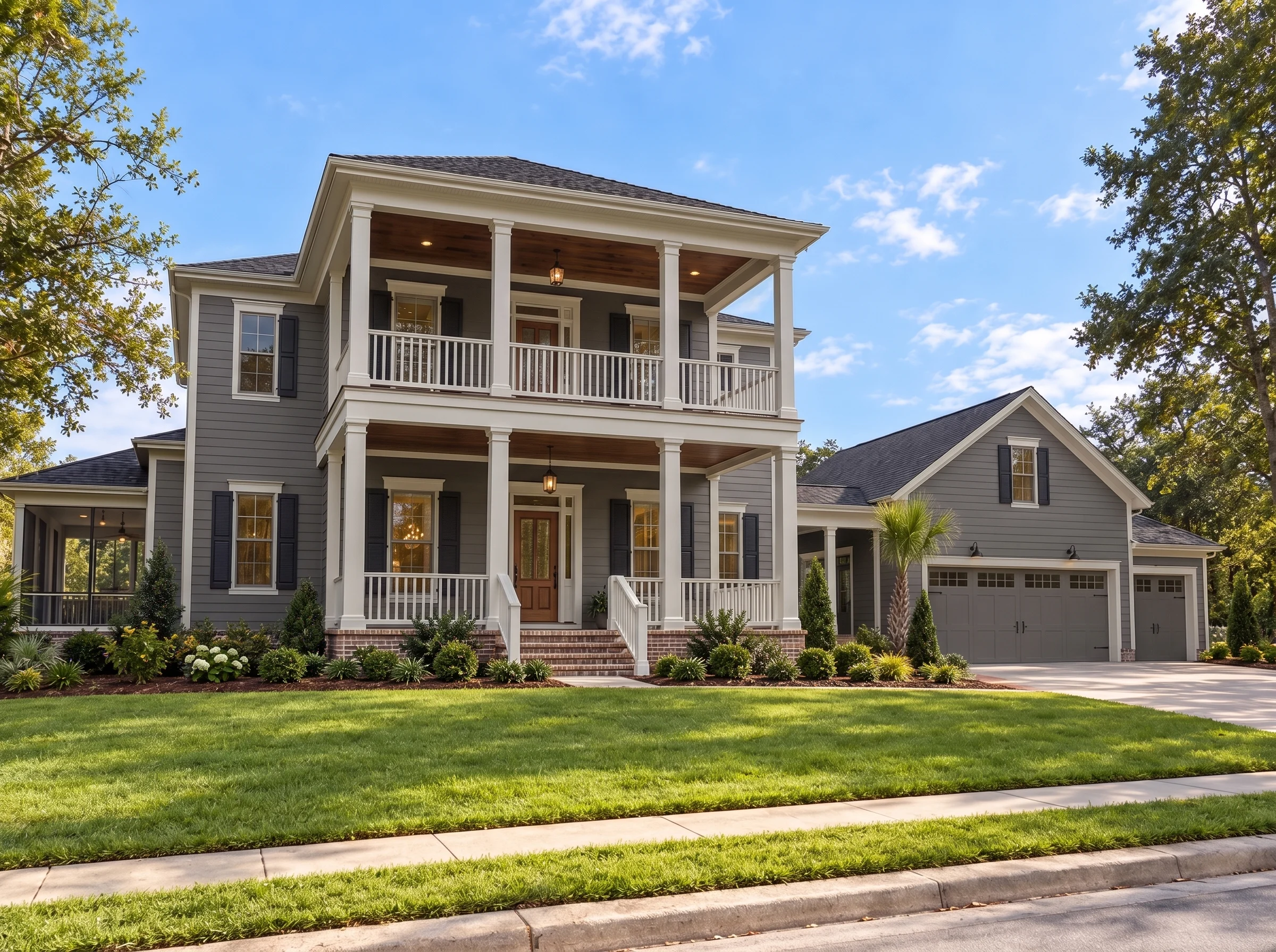 14-1393 HOUSE PLAN – Classical Southern Home Plan – 4-Bed, 2.5-Bath, 2,607 SF - Warm Charcoal, AI-generated exterior concept