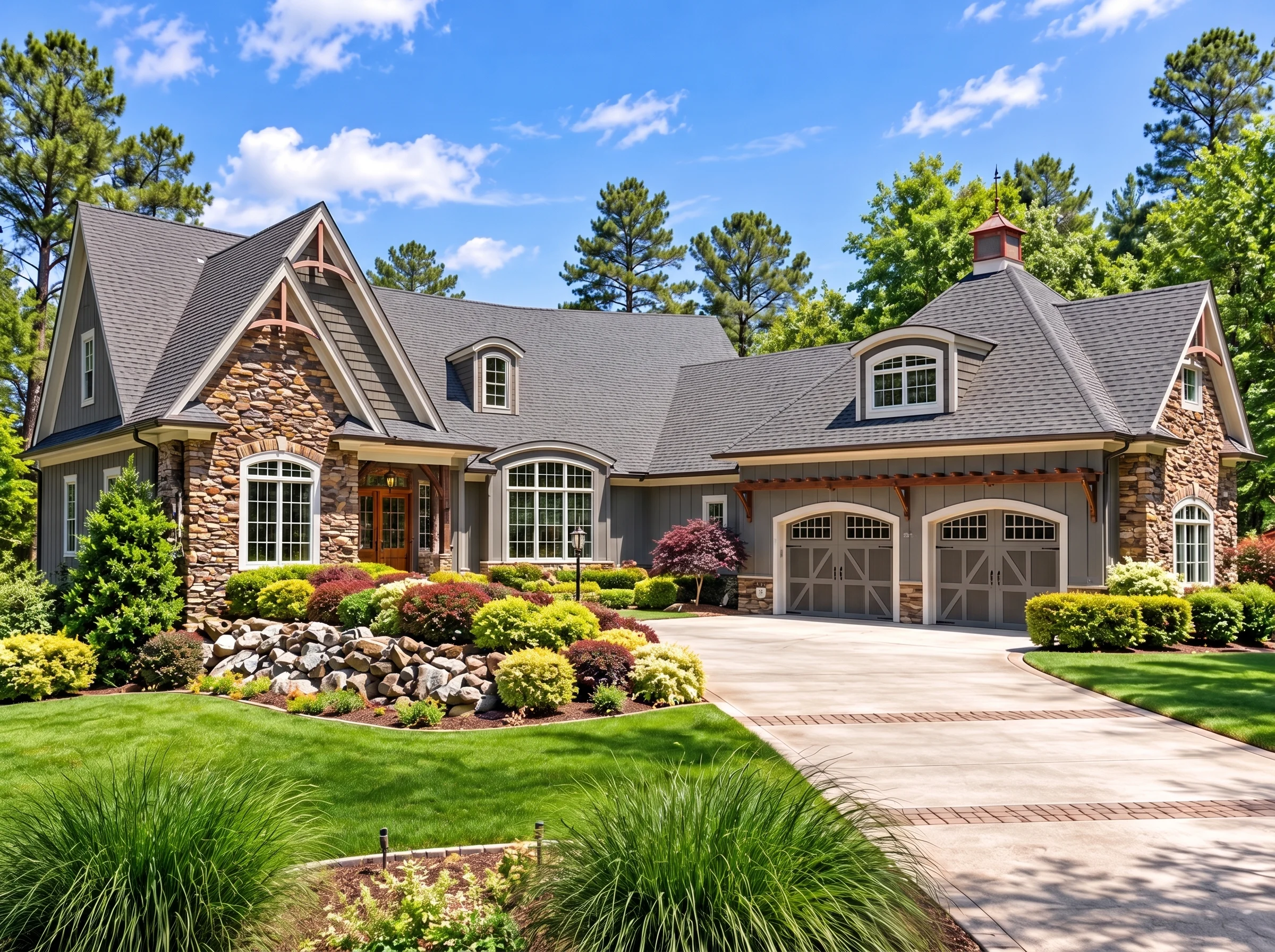14-1553 HOUSE PLAN – Traditional Craftsman Home Plan – 4-Bed, 4-Bath, 3,875 SF - Warm Charcoal, AI-generated exterior concept