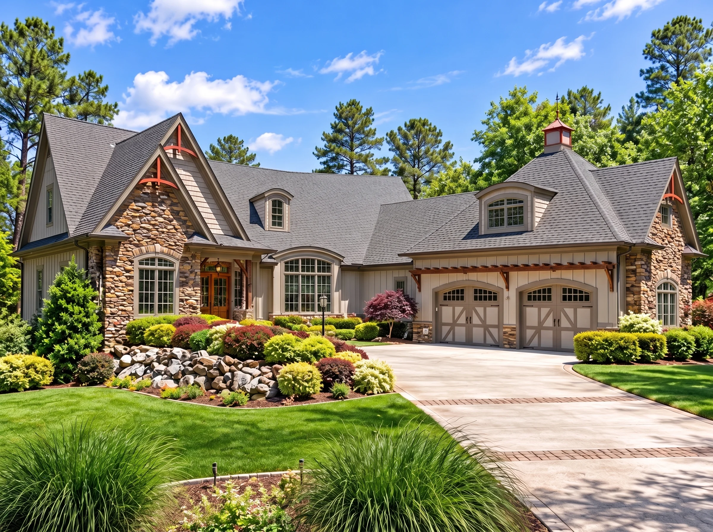 14-1553 HOUSE PLAN – Traditional Craftsman Home Plan – 4-Bed, 4-Bath, 3,875 SF - Mushroom Taupe, AI-generated exterior concept