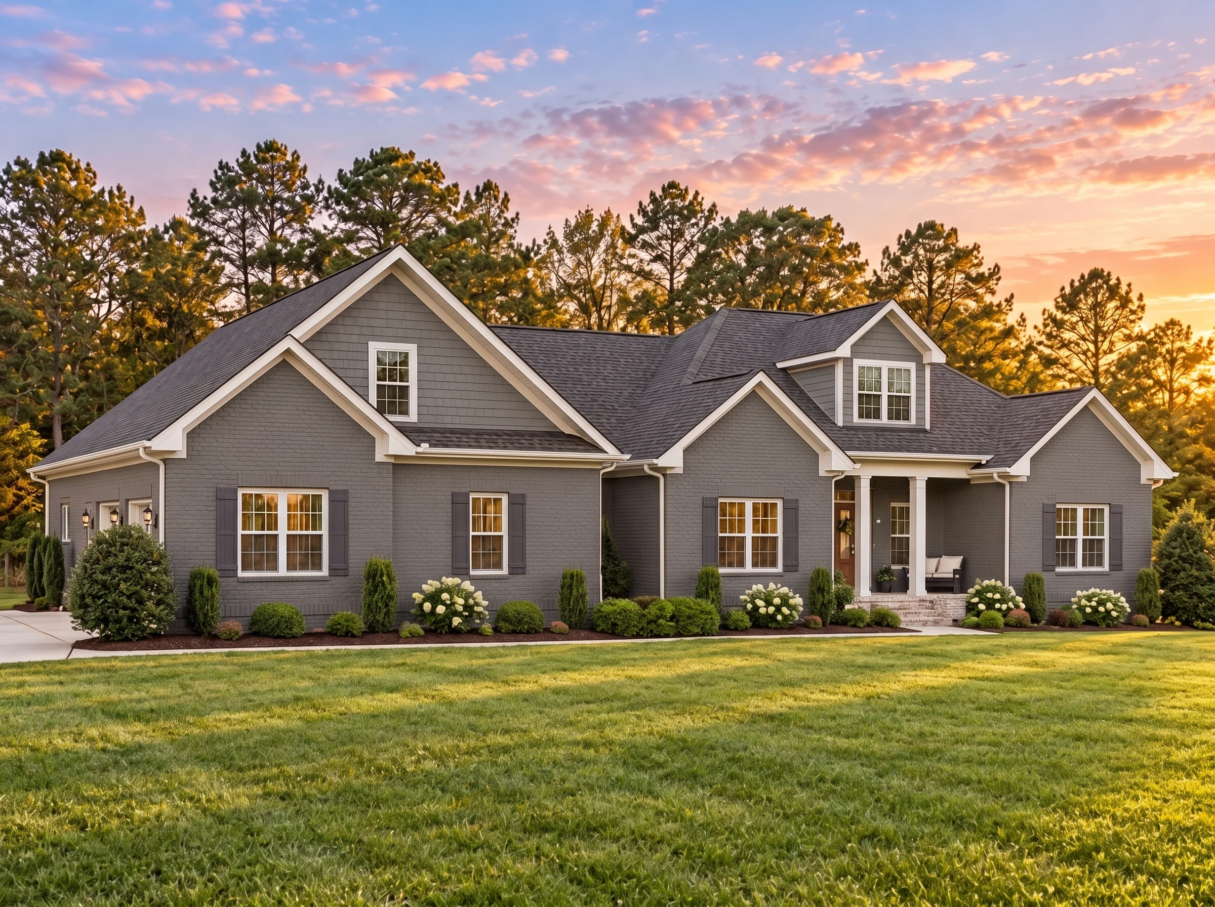 14-1643 HOUSE PLAN – Traditional Craftsman Home Plan – 3-Bed, 2.5-Bath, 2,420 SF - Warm Charcoal, AI-generated exterior concept