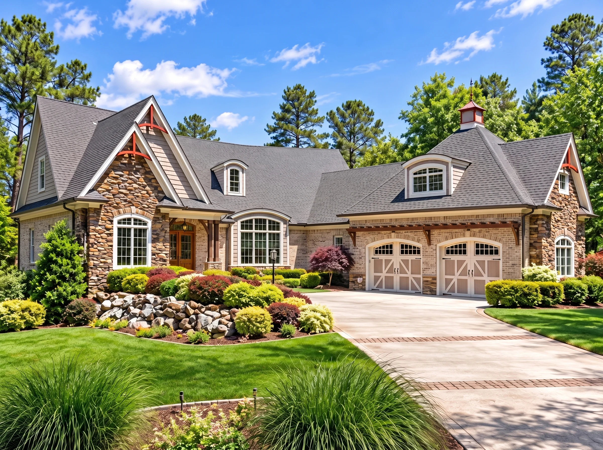 14-1553 HOUSE PLAN – Traditional Craftsman Home Plan – 4-Bed, 4-Bath, 3,875 SF - Natural Brick, AI-generated exterior concept