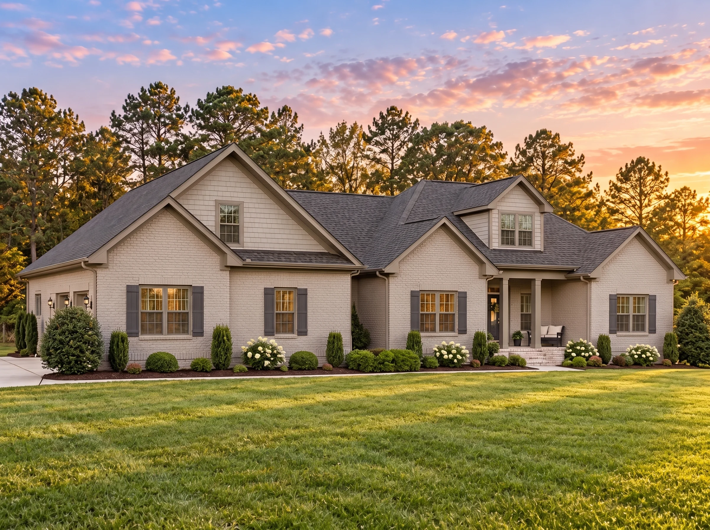 14-1643 HOUSE PLAN – Traditional Craftsman Home Plan – 3-Bed, 2.5-Bath, 2,420 SF - Mushroom Taupe, AI-generated exterior concept