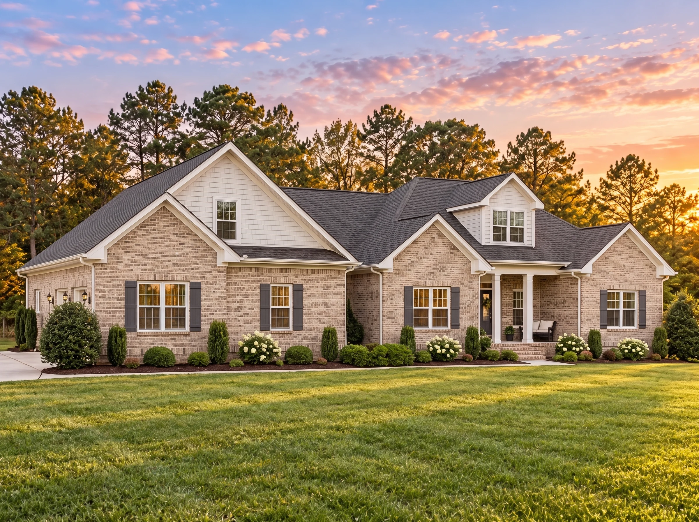 14-1643 HOUSE PLAN – Traditional Craftsman Home Plan – 3-Bed, 2.5-Bath, 2,420 SF - Natural Brick, AI-generated exterior concept