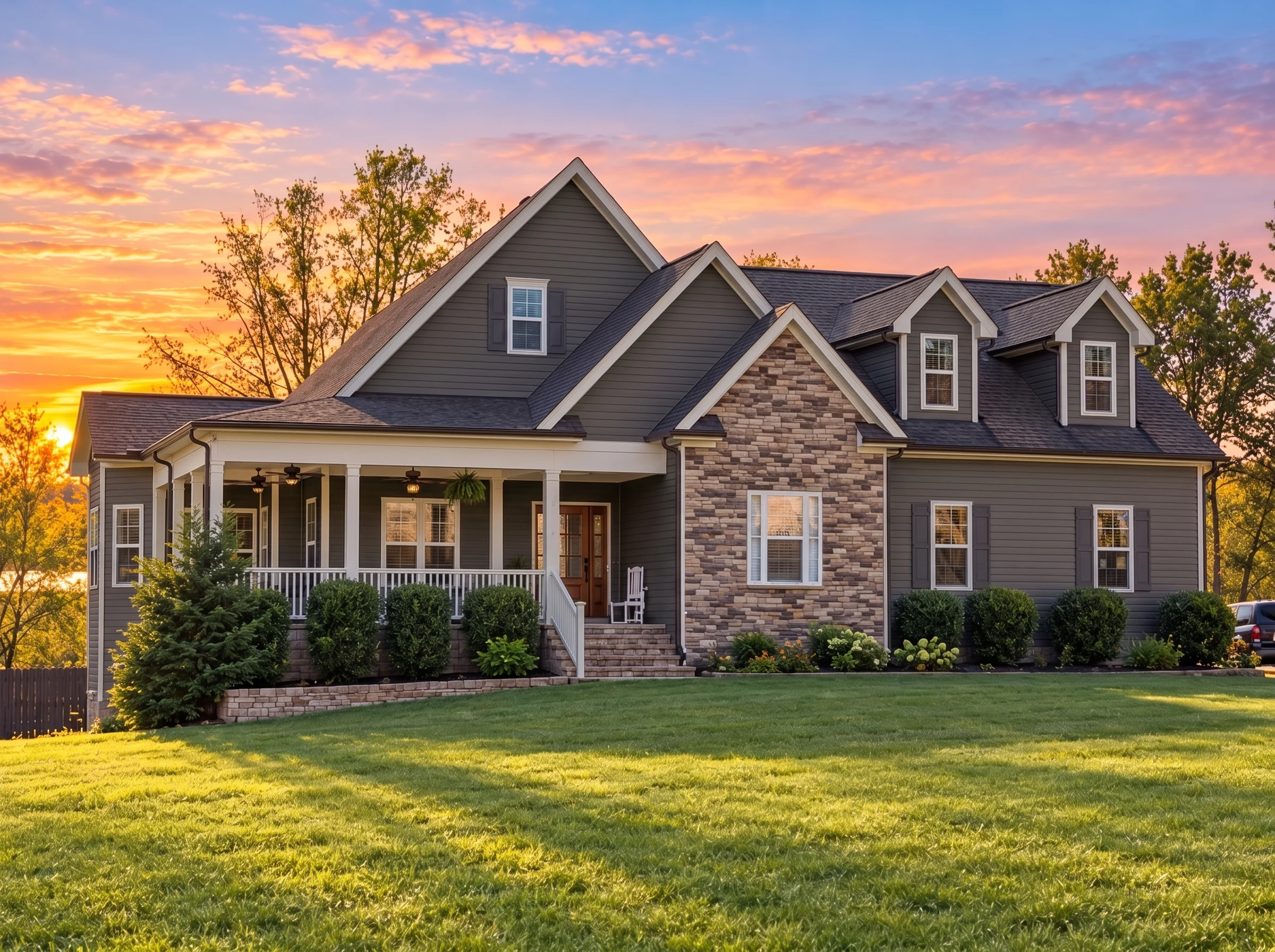 14-1866 HOUSE PLAN – Classic Farmhouse Home Plan – 3-Bed, 3-Bath, 2,972 SF - Warm Charcoal, AI-generated exterior concept